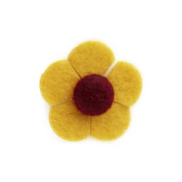Broche de solapa con flor amarilla y roja