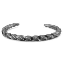 Vintage Silver-Tone Stainless Steel Spiral Cuff Bracelet