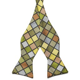 Sea Green & Multi Coloured Chequered Silk Bow Tie