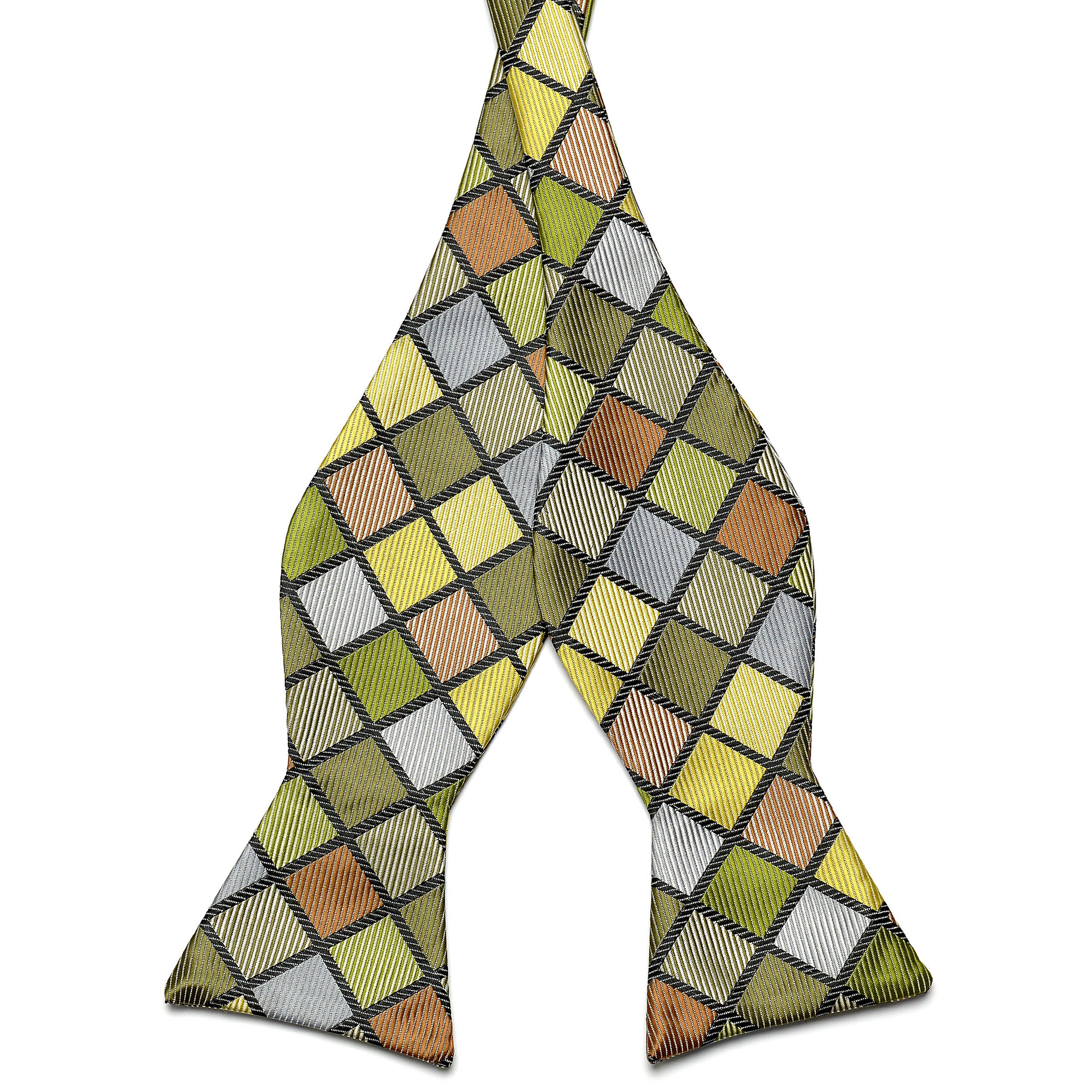 Checkered Silk Self-Tie Bow Tie