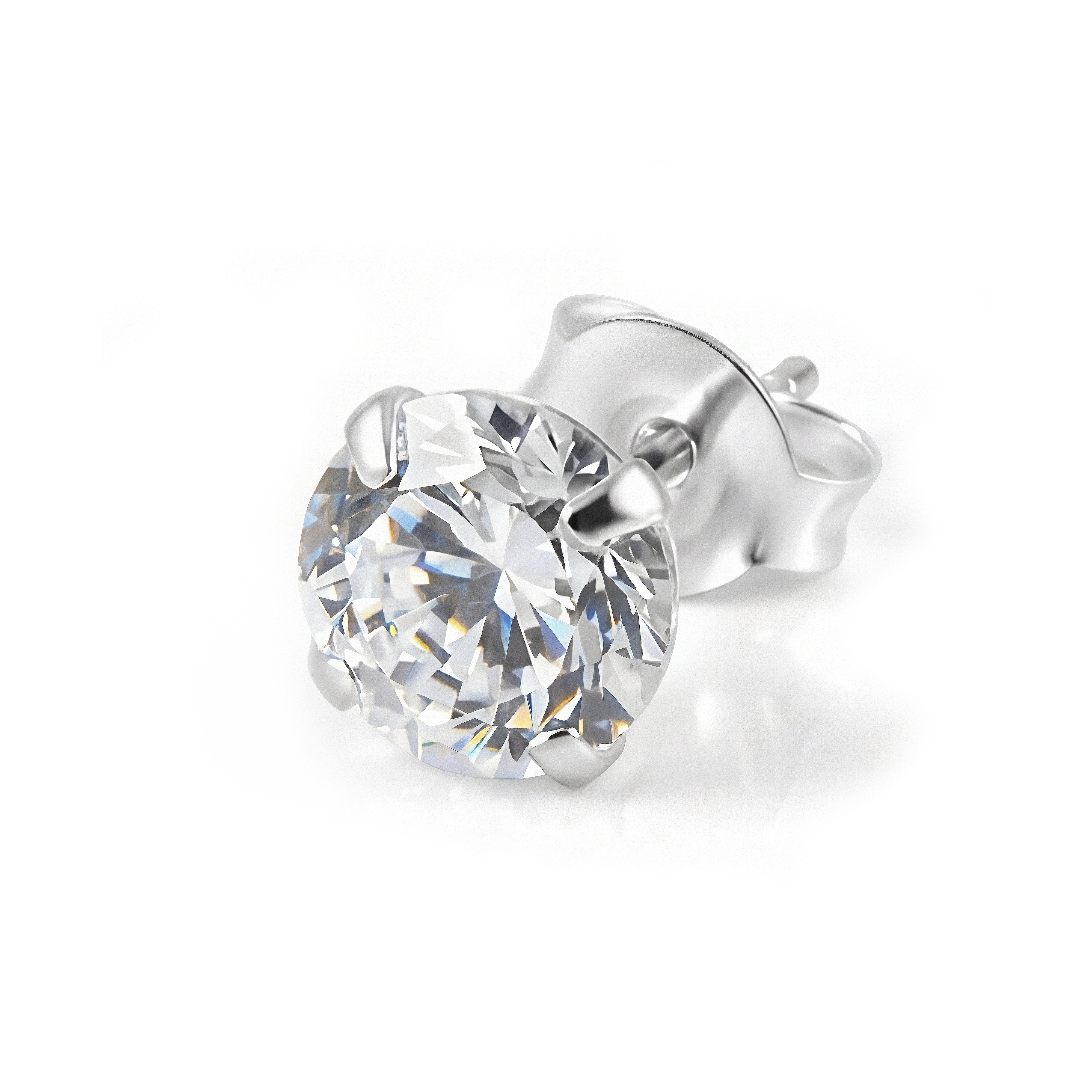 Lucid | 925 Sterling Silver 6mm Round Zirconia Stud Earring