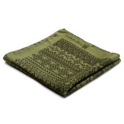 Army Green & Black Patterned Silk Pocket Square