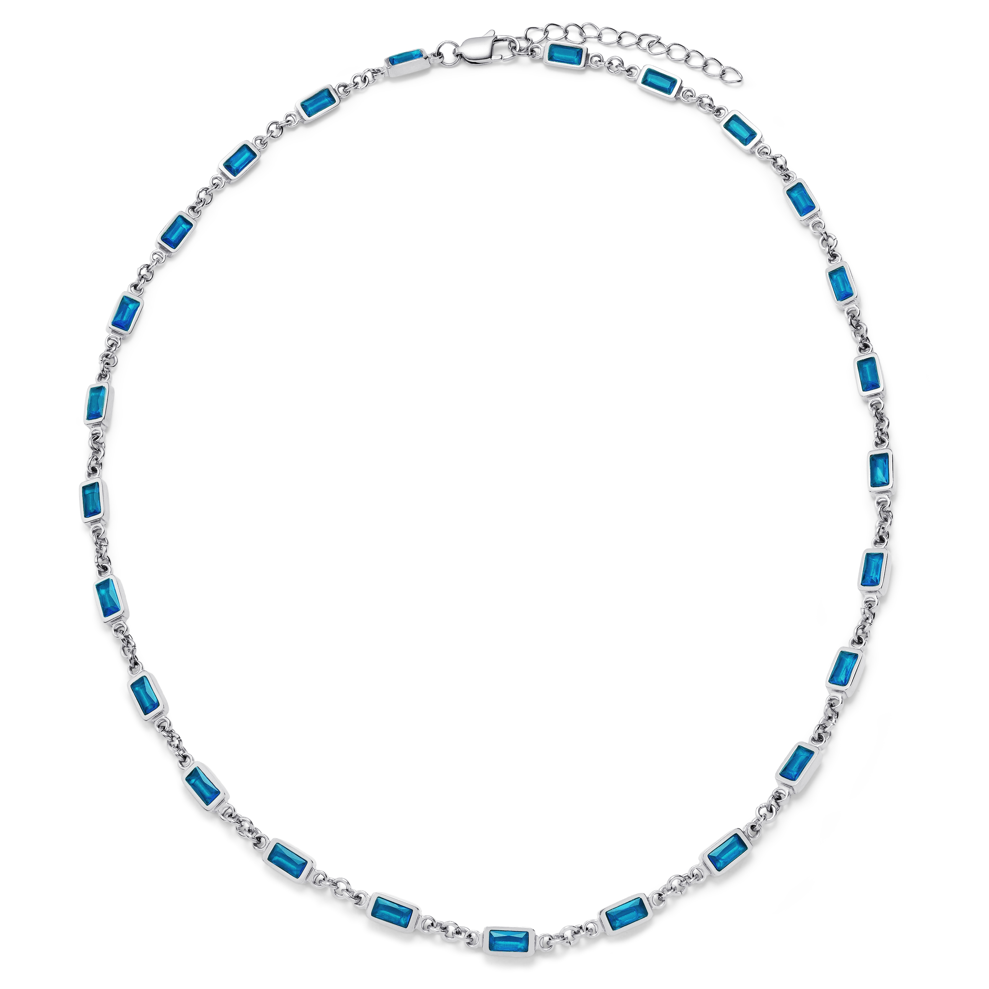 Prism | Niebieski naszyjnik w srebrnym odcieniu z kryształowego szkła - 4