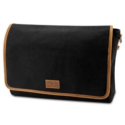 Tarpa | Black Canvas & Tan Leather Messenger Bag