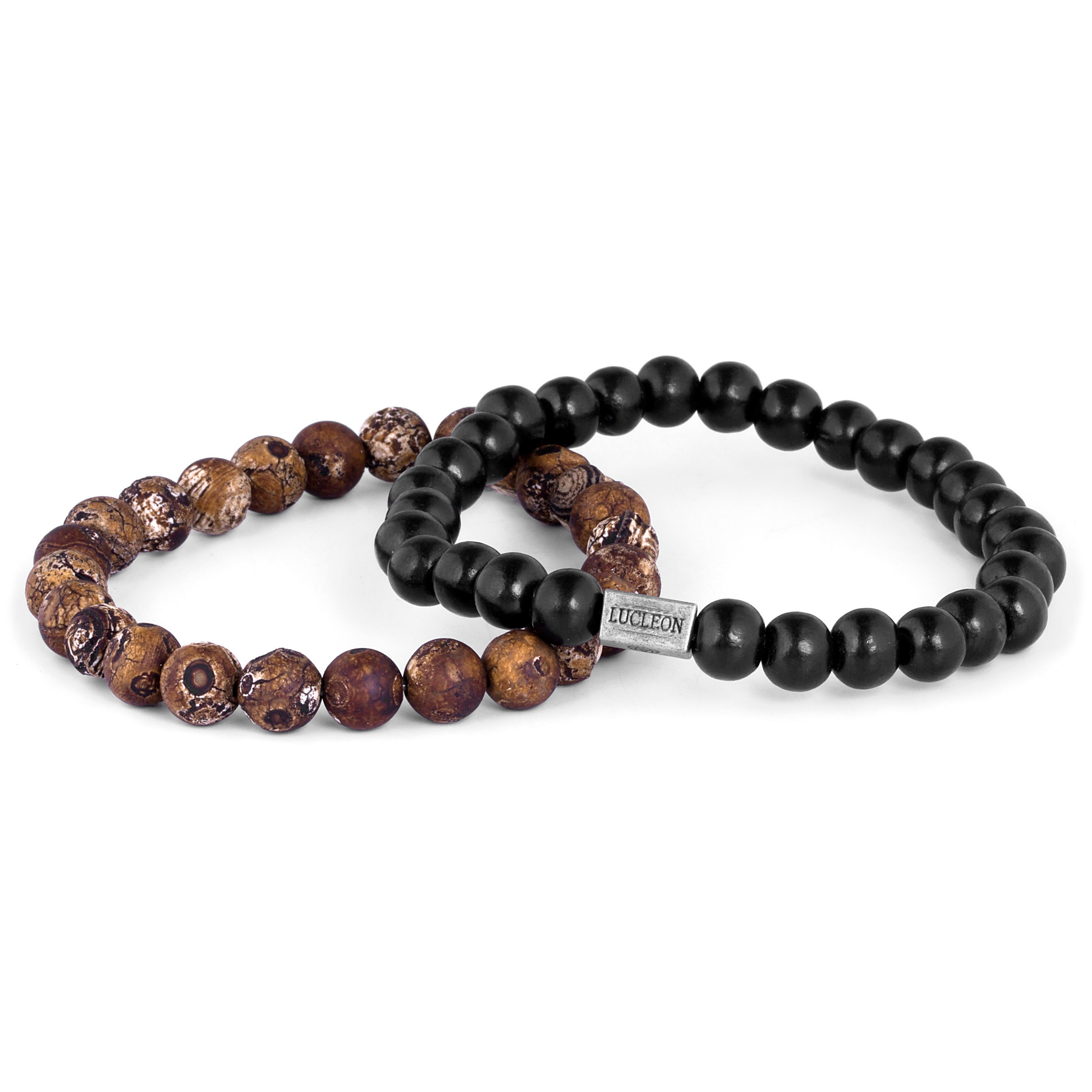Pulsera de ágata marrón y madera Miro - 2