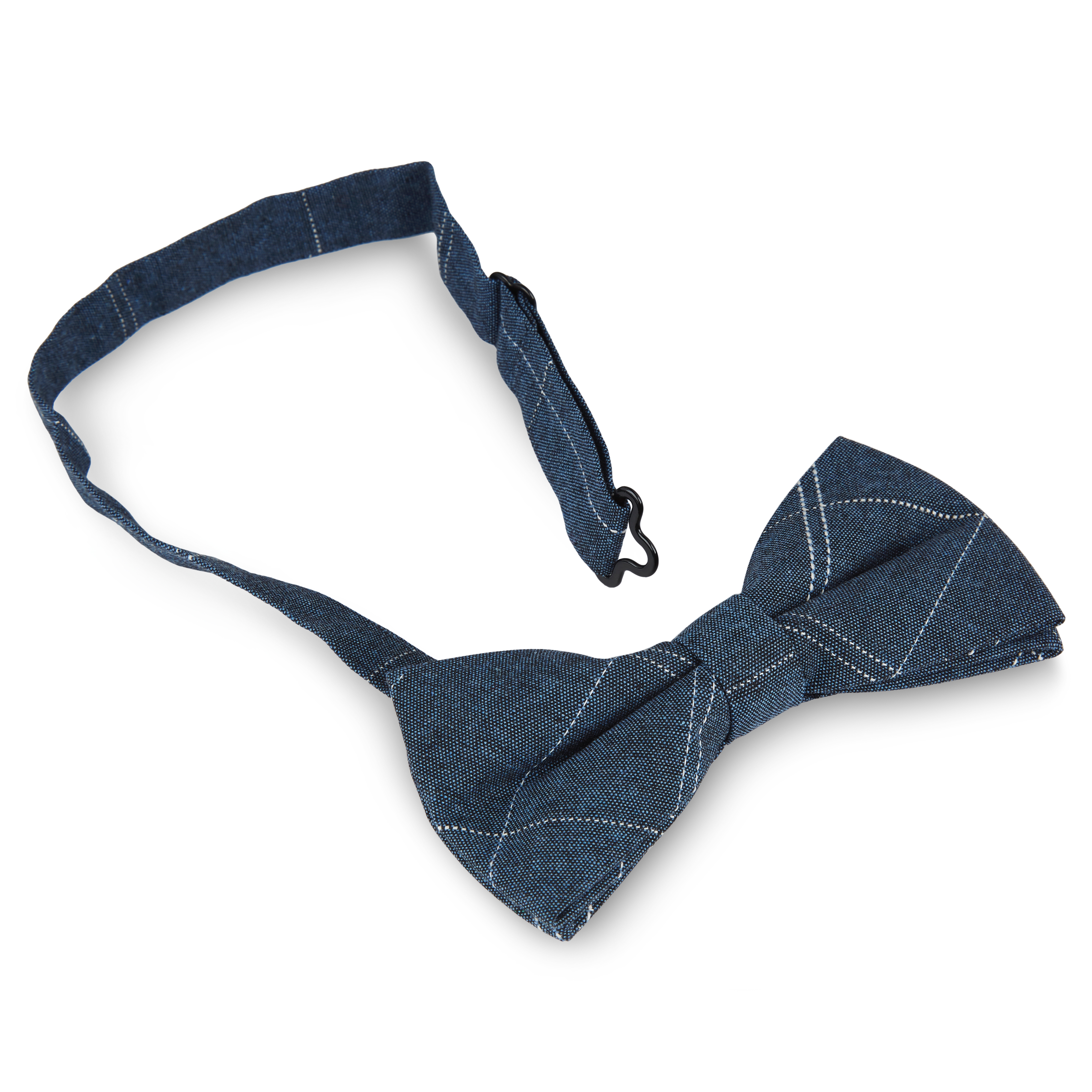 Blue Denim-Look Pre-Tied Bow Tie - 2
