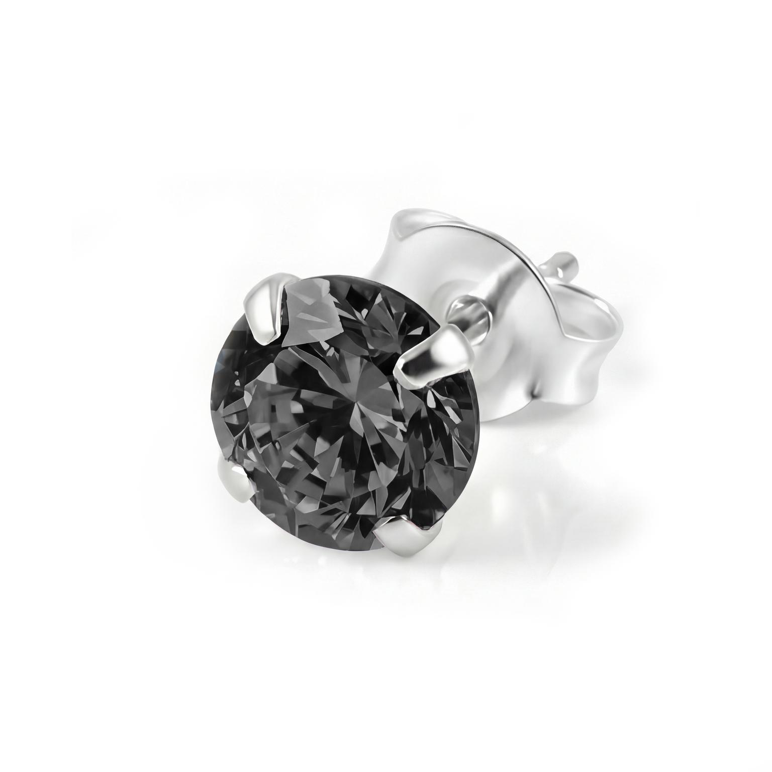 Lucid | 6 mm čierna okrúhla zirkónová puzetová náušnica z mincového striebra 925 Lucid | 6 mm čierna okrúhla zirkónová puzetová náušnica z mincového striebra 925