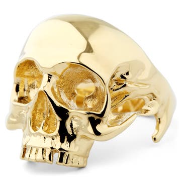 Позлатен сребърен пръстен с форма на череп