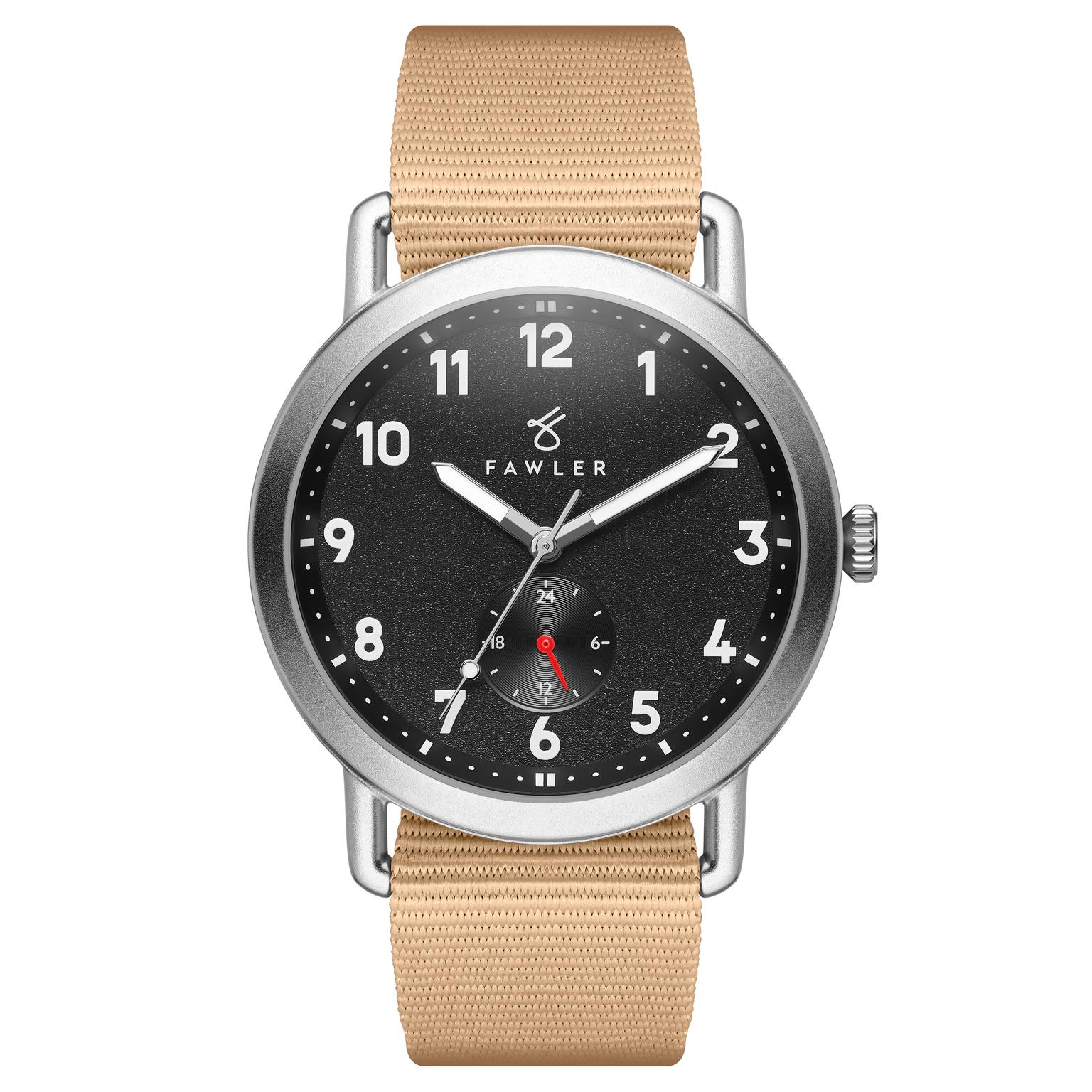 Kronos | Silver-Tone Outdoor Watch With Sand Nylon Strap Kronos | Silver-Tone Outdoor Watch With Sand Nylon Strap