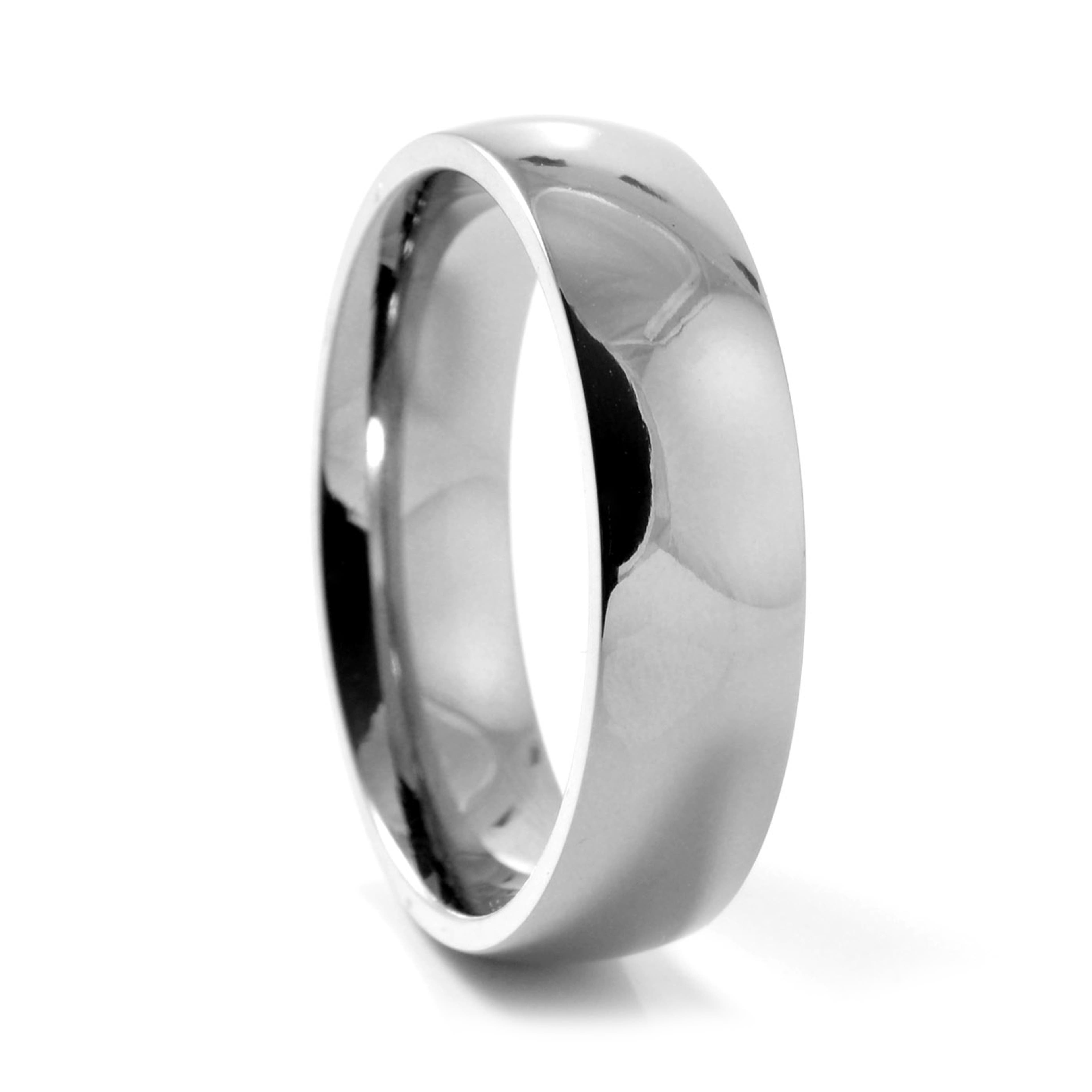 Traditional Silver-Tone Titanium Ring