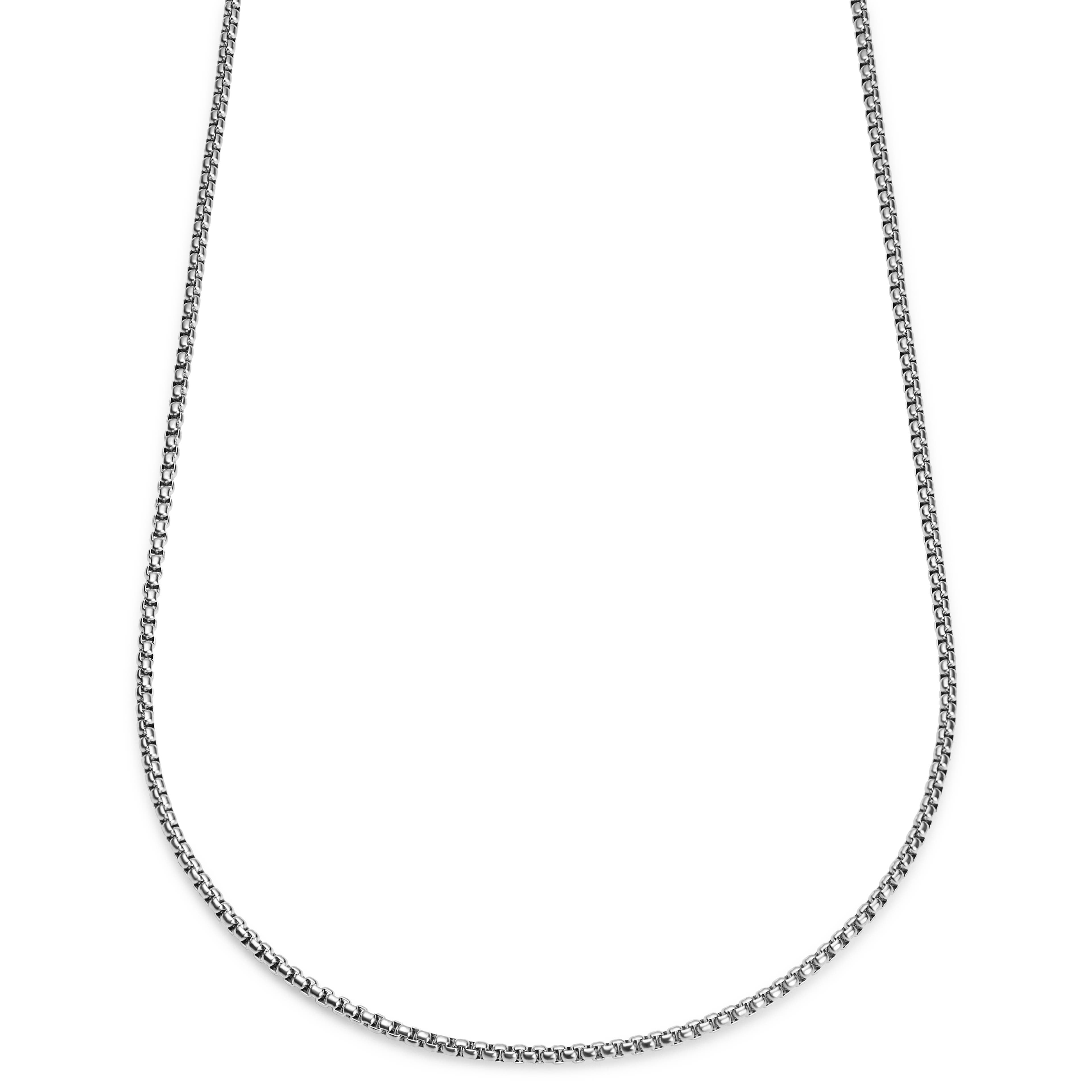 Essentials | 3 mm Silver-Tone Curved Box Chain Necklace