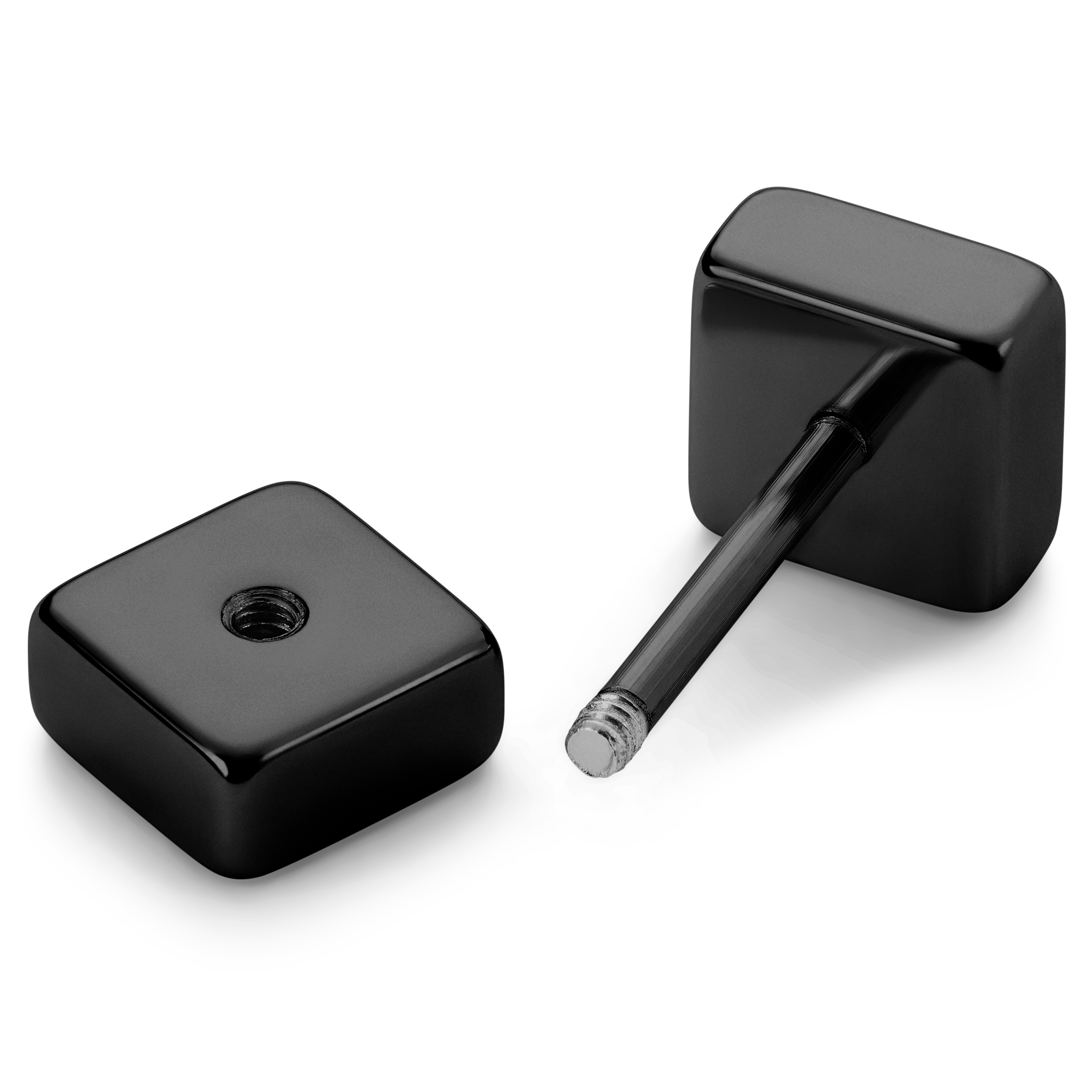6mm Svart Kvadrat Stud Ørering - 5
