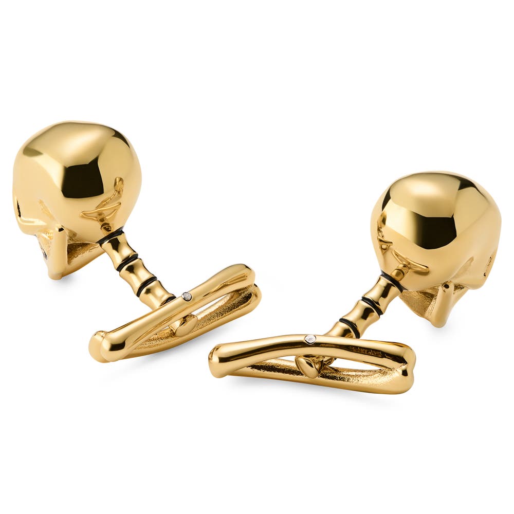 hover: Aspero | Totenkopf Manschettenknopf aus goldfarbenem Edelstahl hover: Aspero | Totenkopf Manschettenknopf aus goldfarbenem Edelstahl