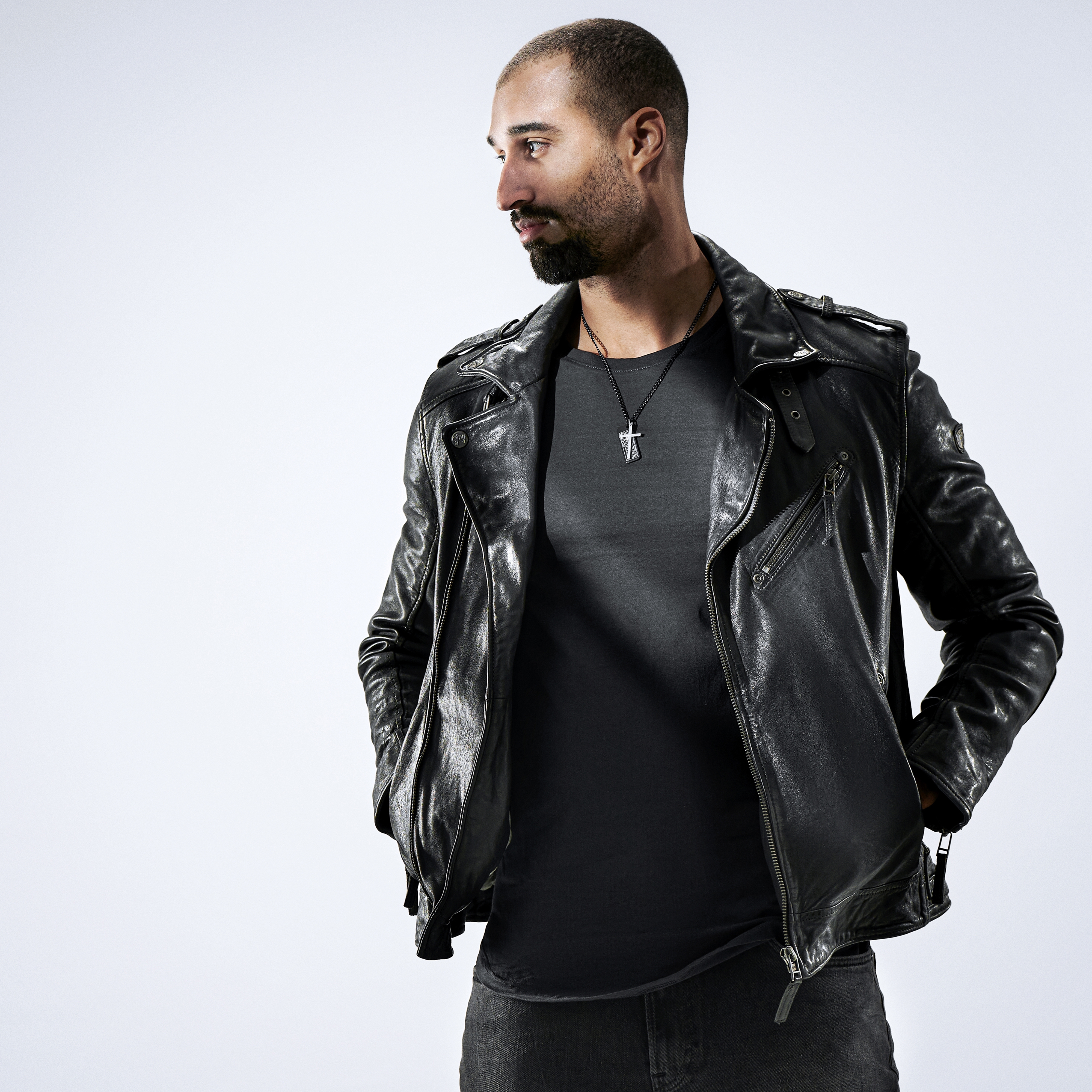 Icarus | Black & Silver-Tone Stainless Steel Dog Tag & Cross Curb Chain Necklace - 4