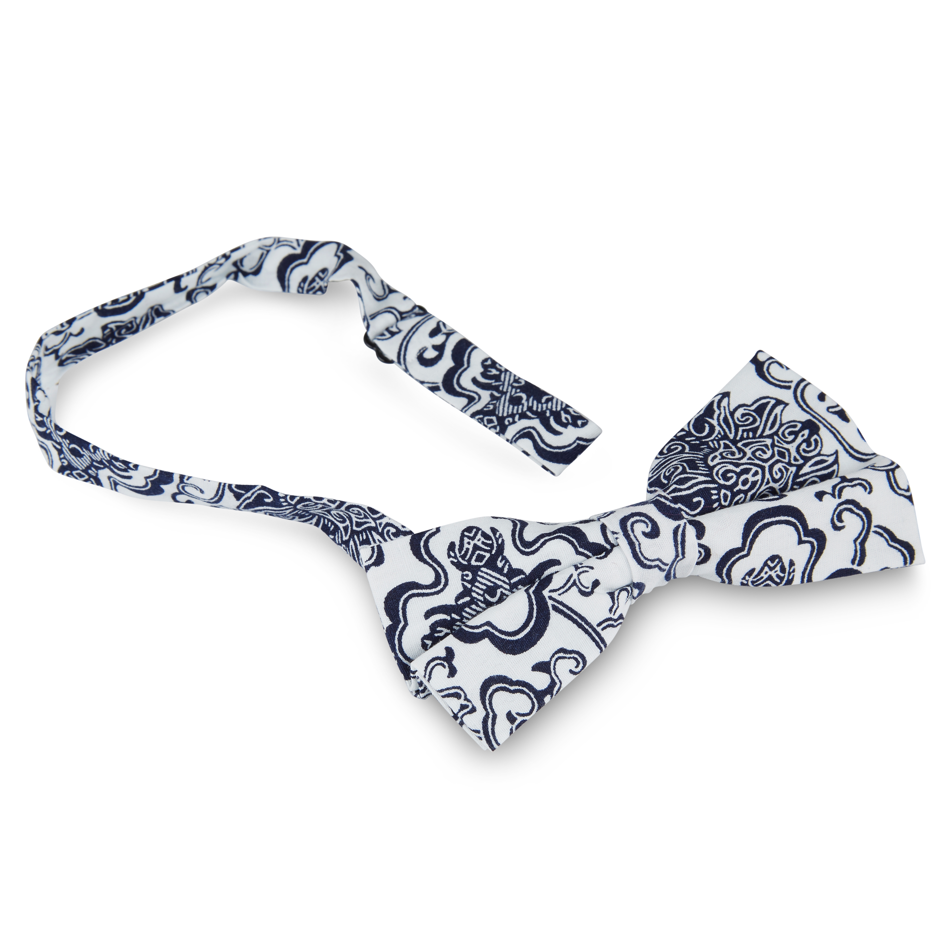 Blue & White Graphic Pre-Tied Bow Tie - 2