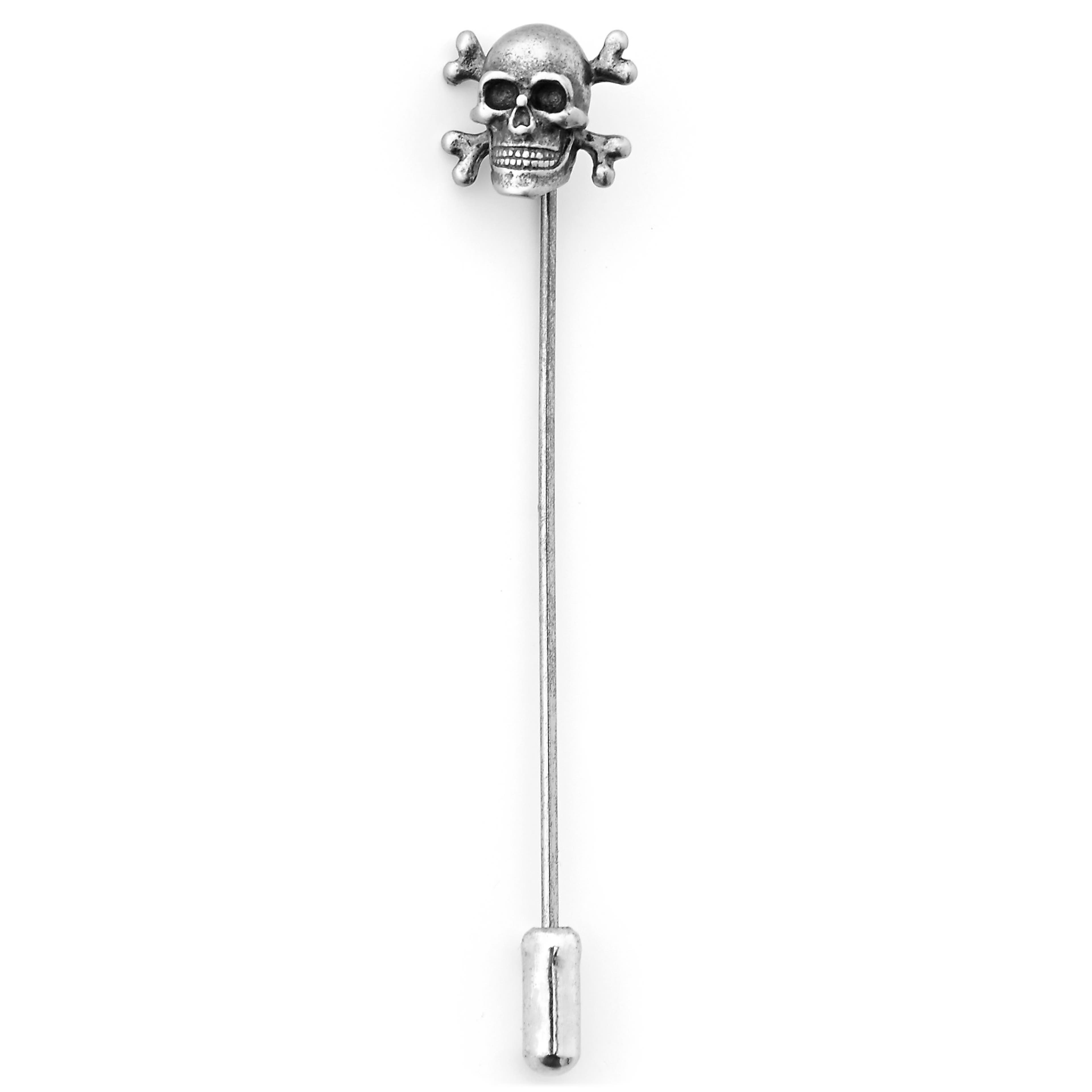 Silver-Tone Skull Lapel Pin