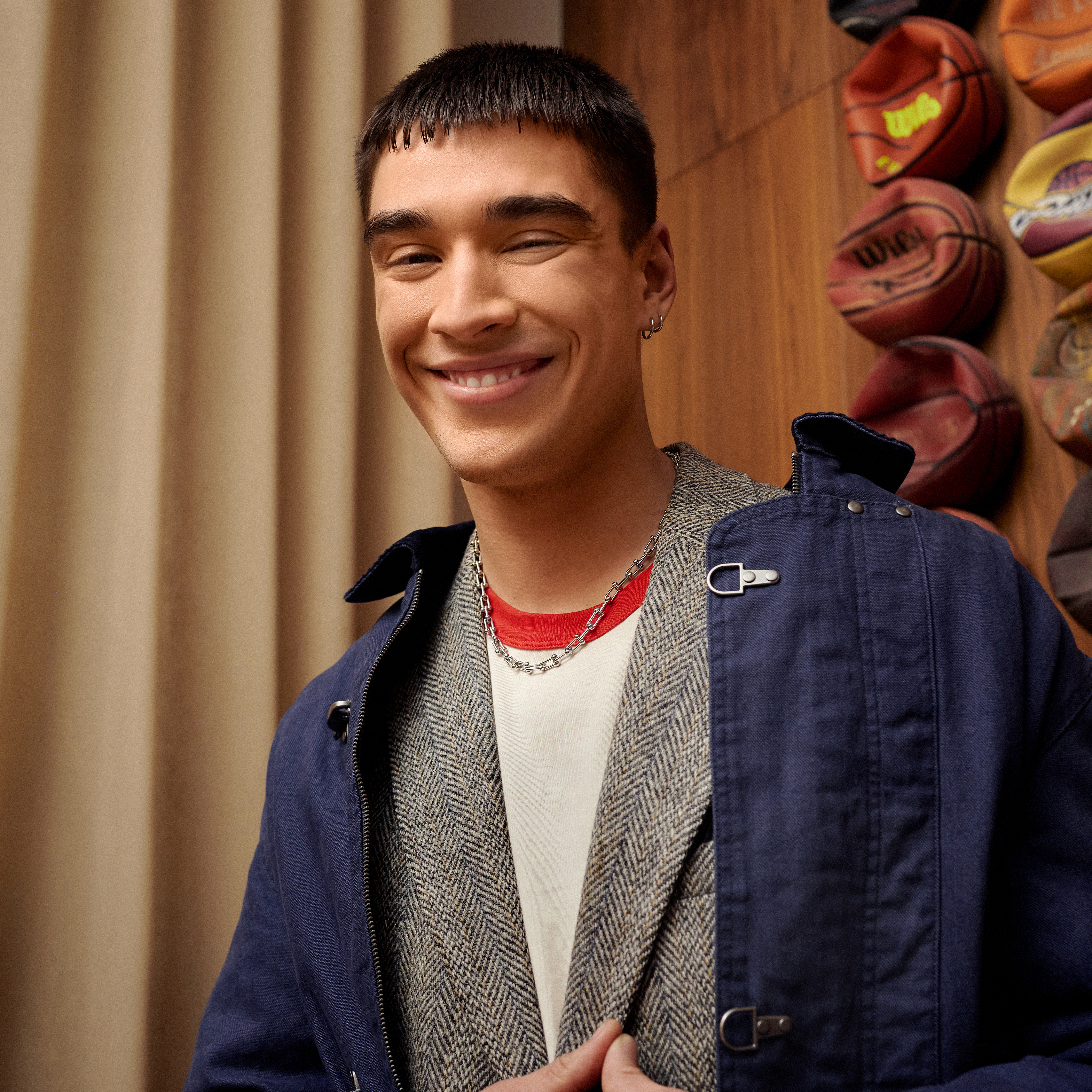 New Classics | Ezüst tónusú rozsdamentes acél gemkapocs gyöngy lánc nyaklánc 7 mm - 3