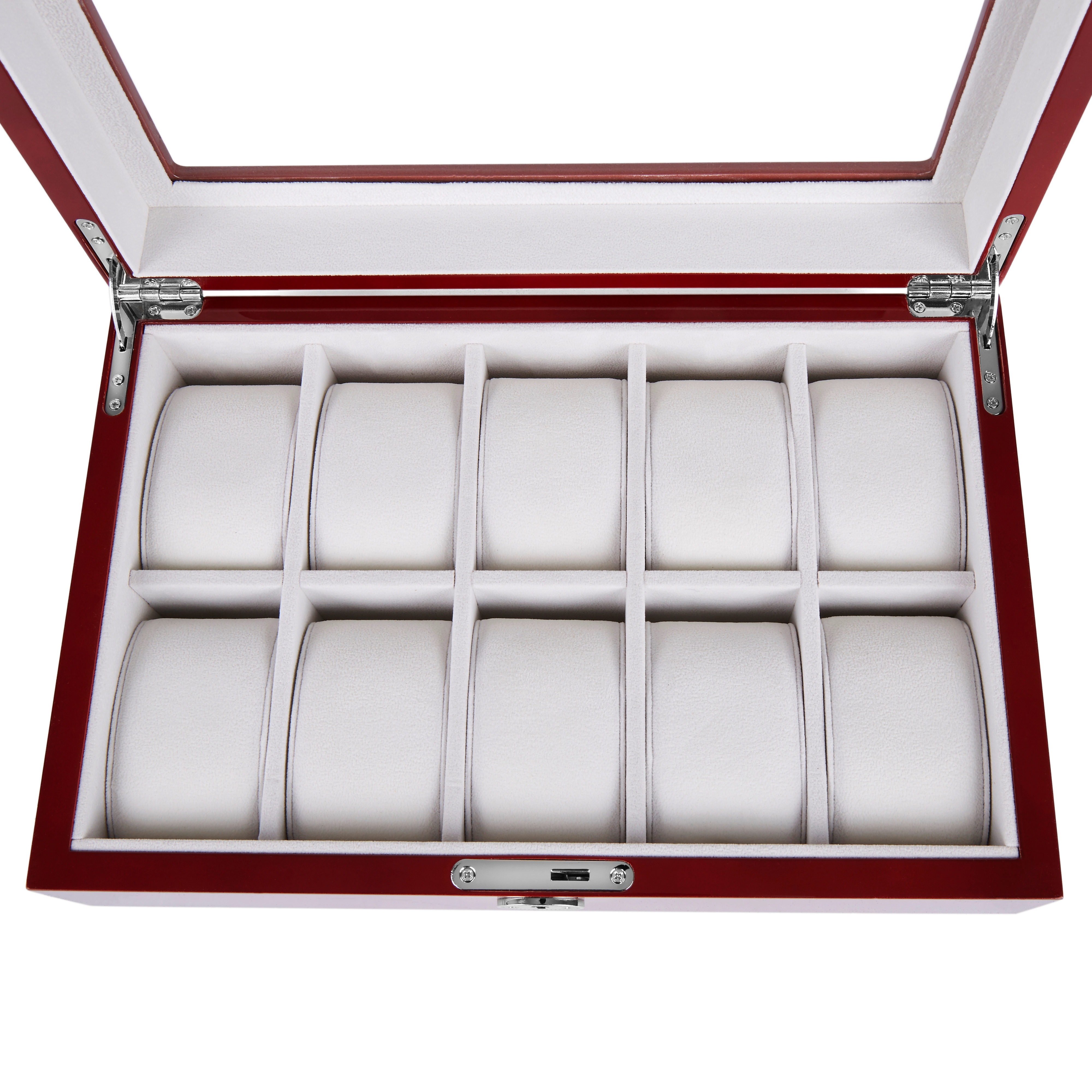 Kersenhouten Horlogekast met Zilverkleurig Accent - 10 horloges - 4