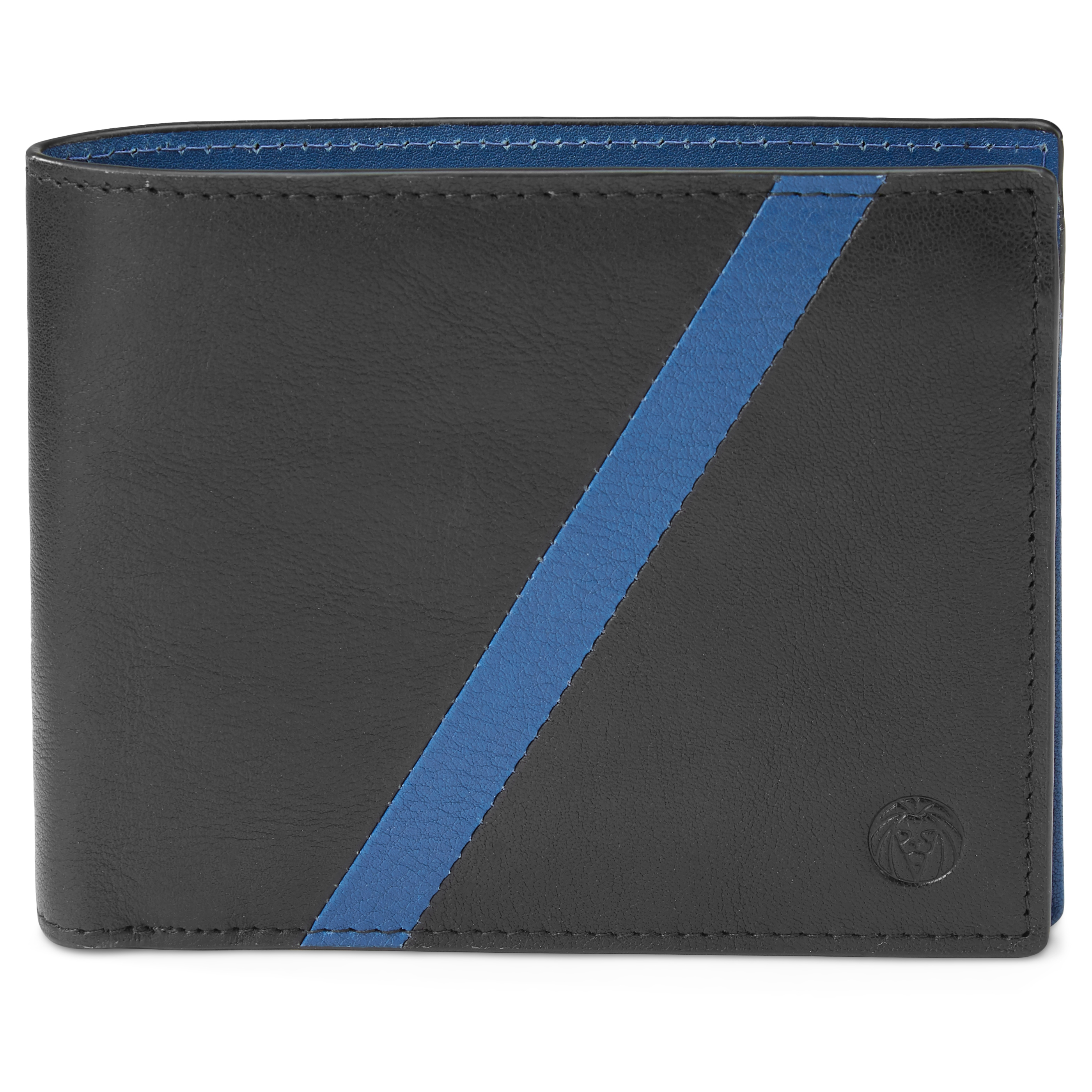 Lincoln, Black & Blue Leather RFID-Blocking Card Holder