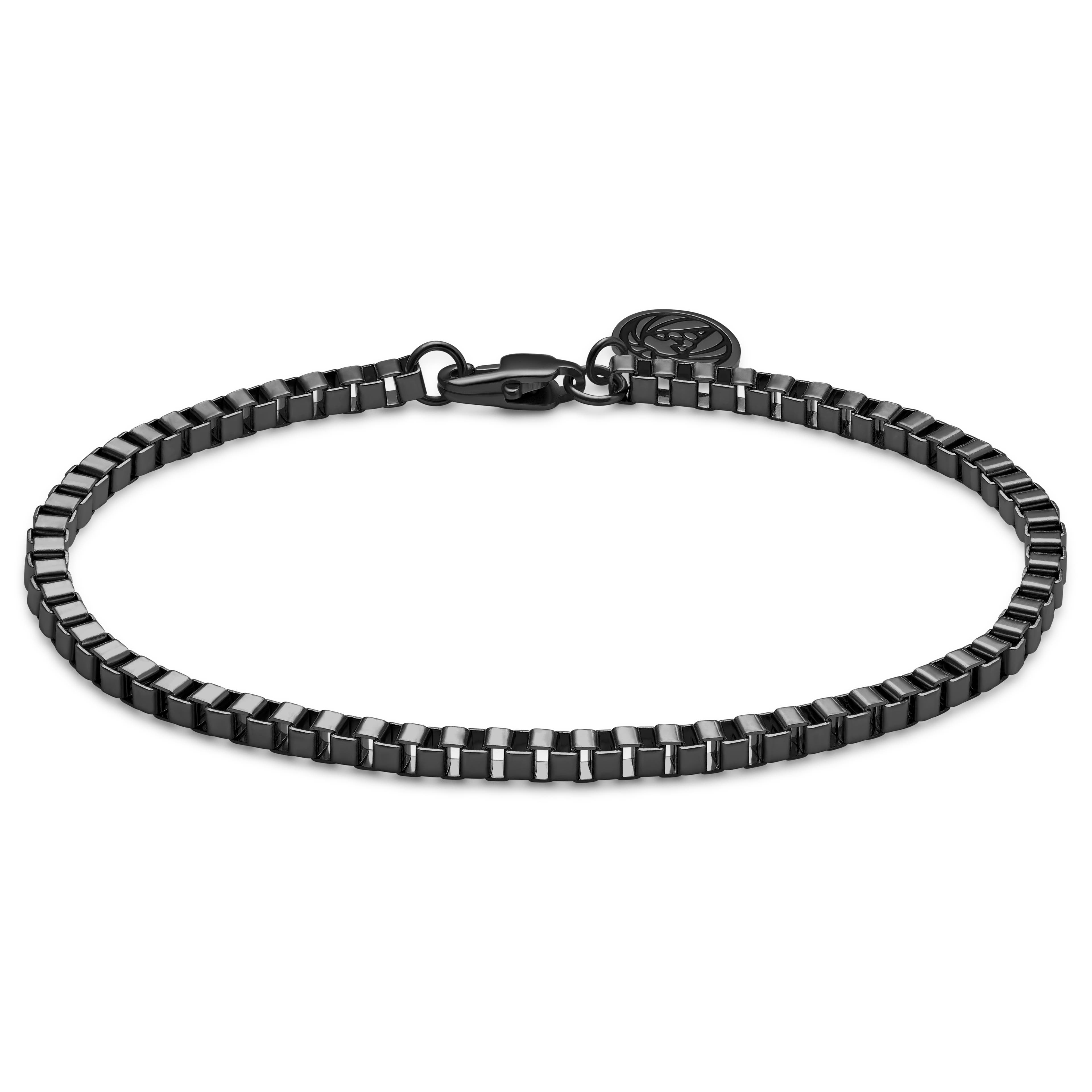Essentials | 3 mm Gunmetal Black Square Box Chain Bracelet