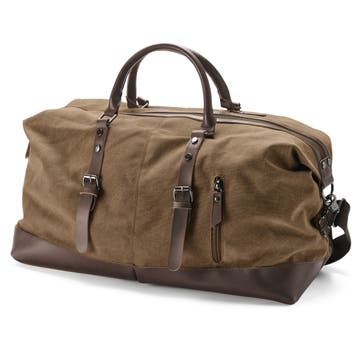 Vintage Caramel Canvas and Brown Leather Duffel Bag Vintage Caramel Canvas and Brown Leather Duffel Bag