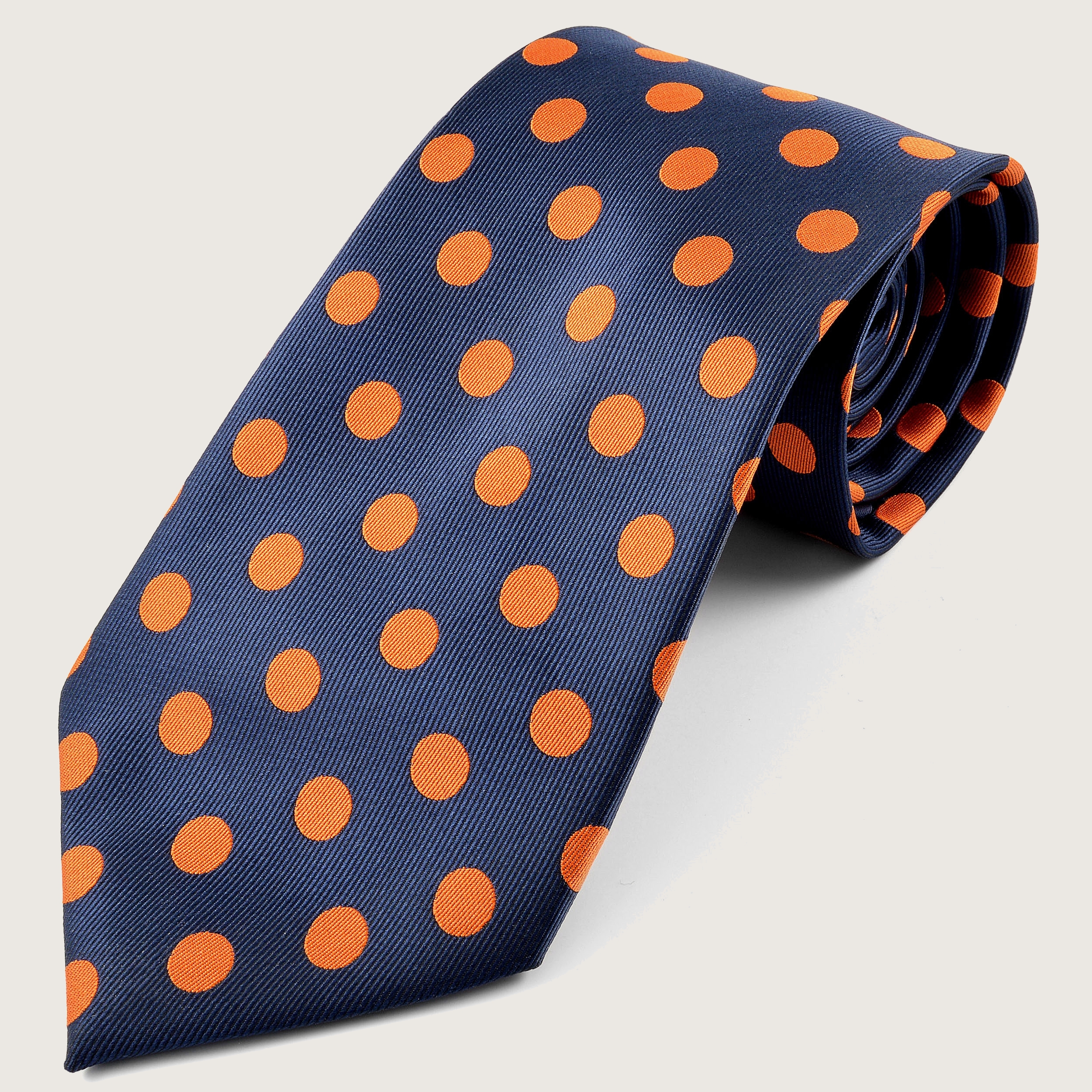 Cravate En Soie 100% Jaune à Pois Bleus Pour Homme - Neuf Avec étiquettes, Longueur Classique
