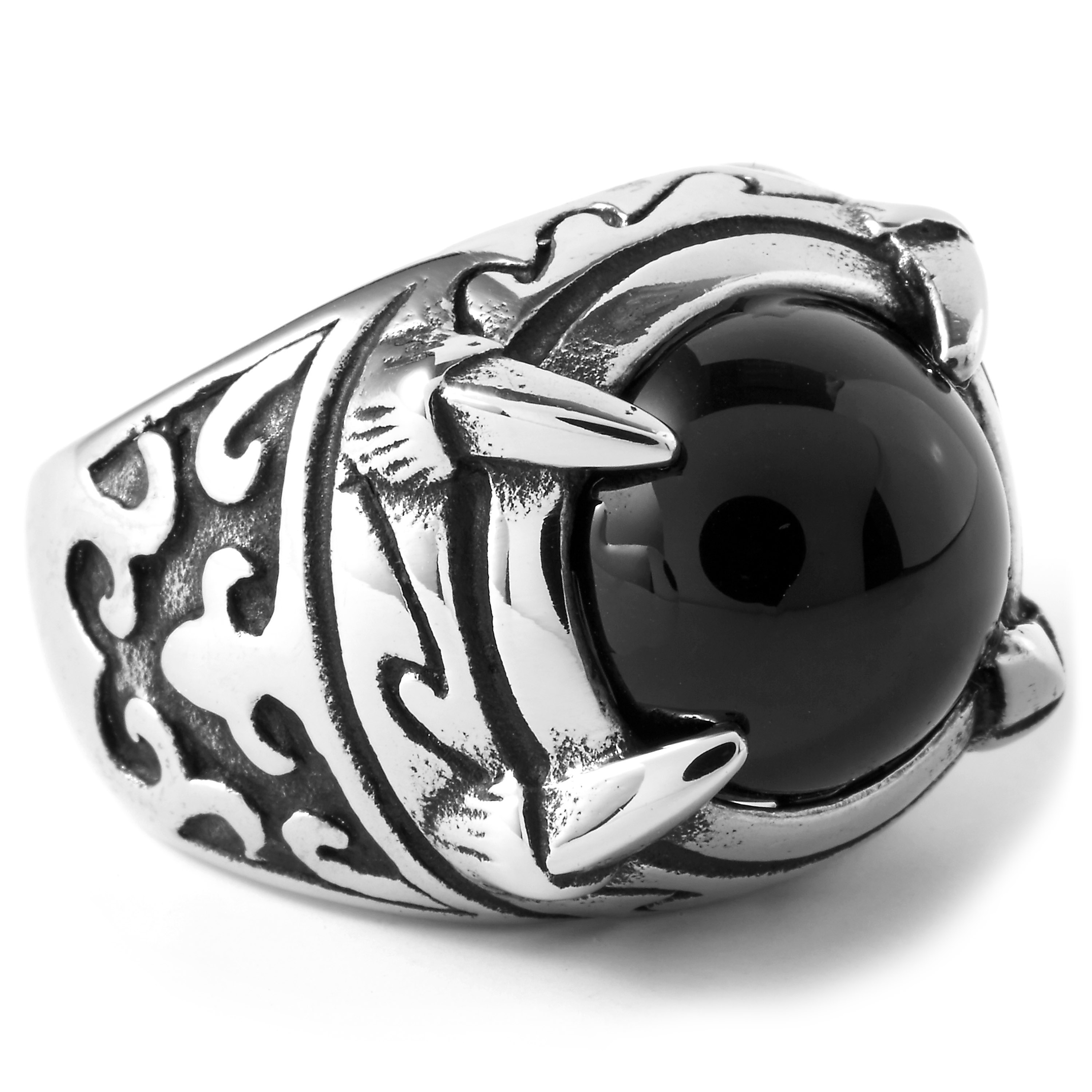 Stahlring Mit Schwarzer Kugel - 3