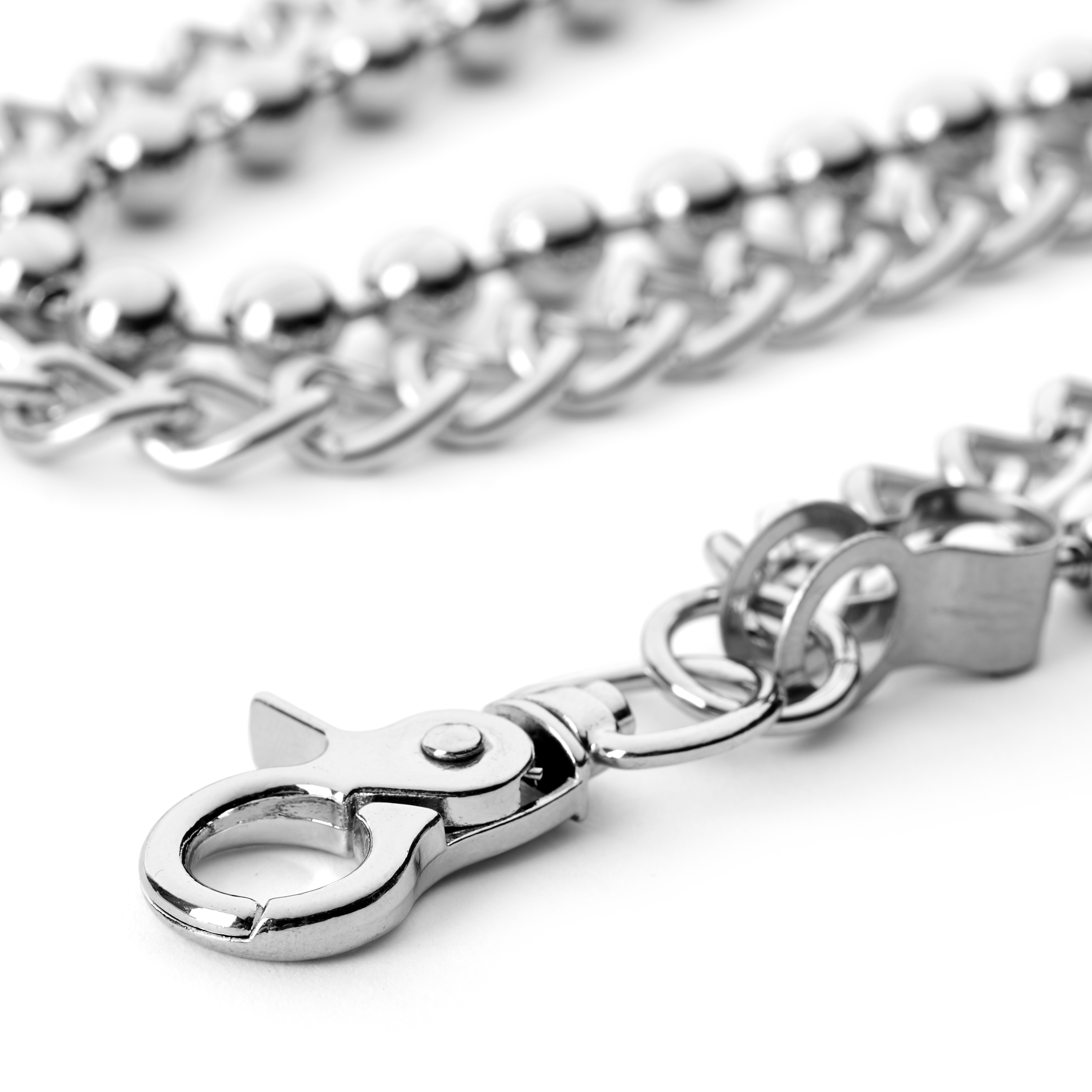 Chaîne de portefeuille maillons et perles argentés - 3