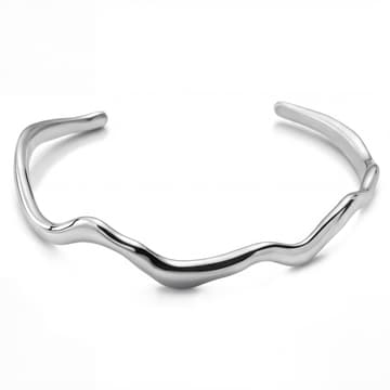 Magma | 5mm Silver‑Tone Stainless Steel Bold Wavy Cuff Bracelet Magma | 5mm Silver‑Tone Stainless Steel Bold Wavy Cuff Bracelet