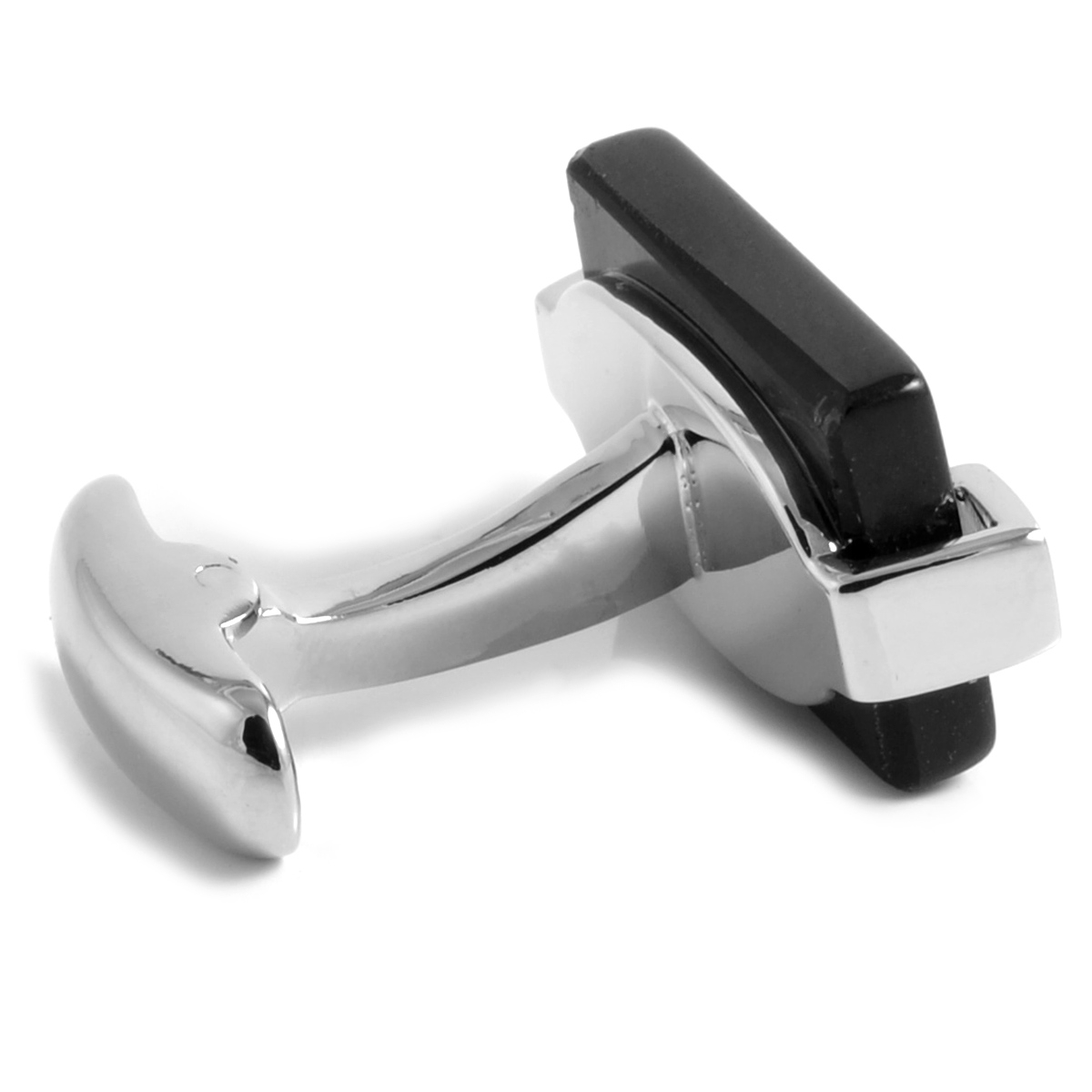 Boutons de manchette en forme de grands rectangles noirs - 2