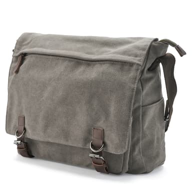 Metallic Graue Messenger Bag aus Segeltuch Metallic Graue Messenger Bag aus Segeltuch
