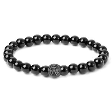 Black Onyx and Stainless Steel Bead Bracelet Black Onyx and Stainless Steel Bead Bracelet