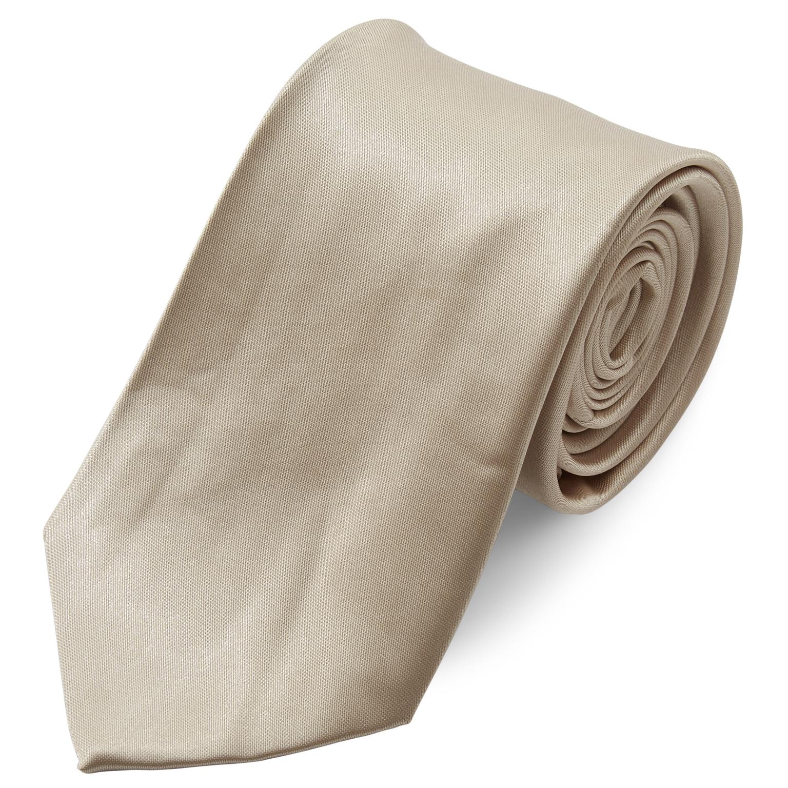 Cravate unie champagne brillant - 8 cm Cravate unie champagne brillant - 8 cm