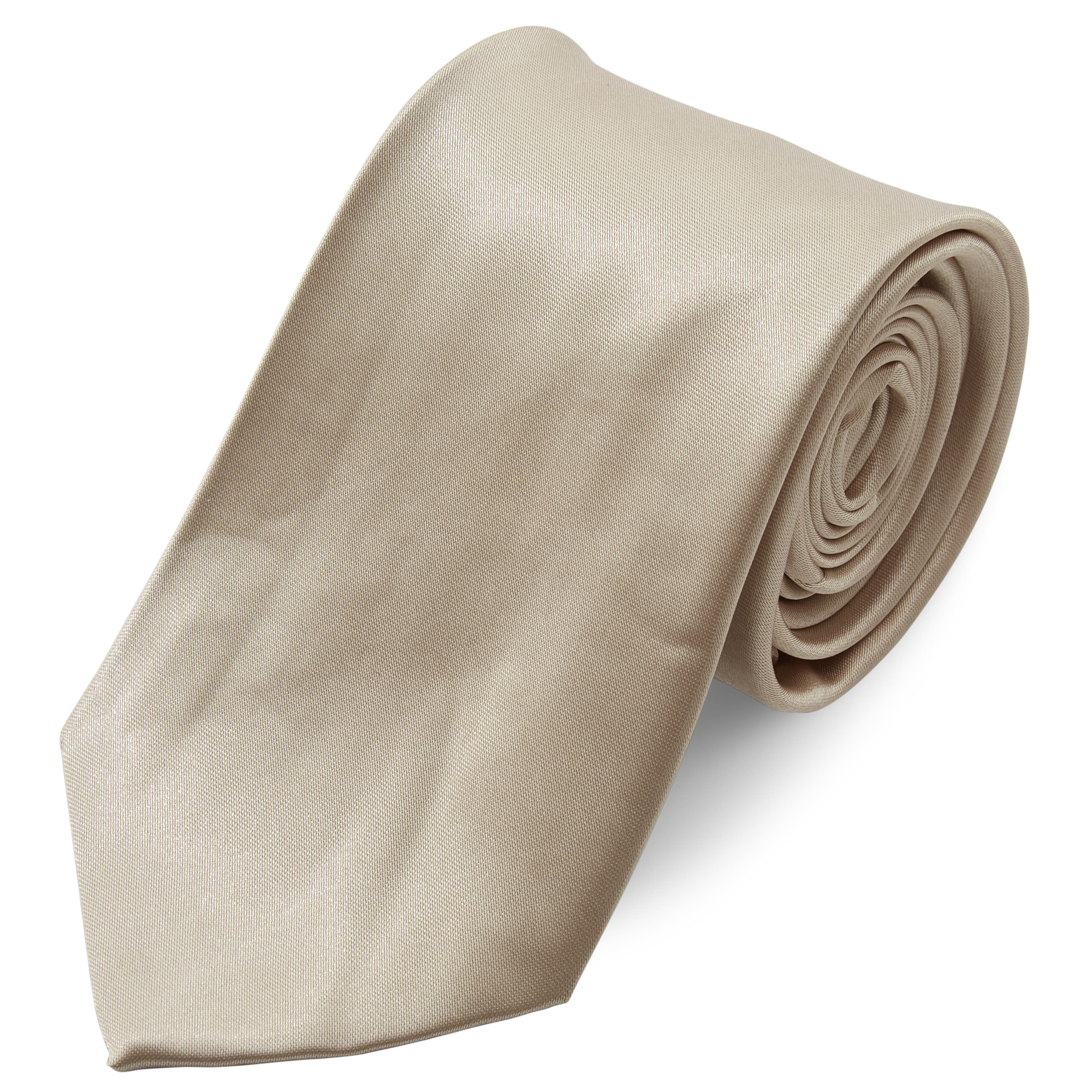 Basic Wide Shiny Champagne Polyester Tie