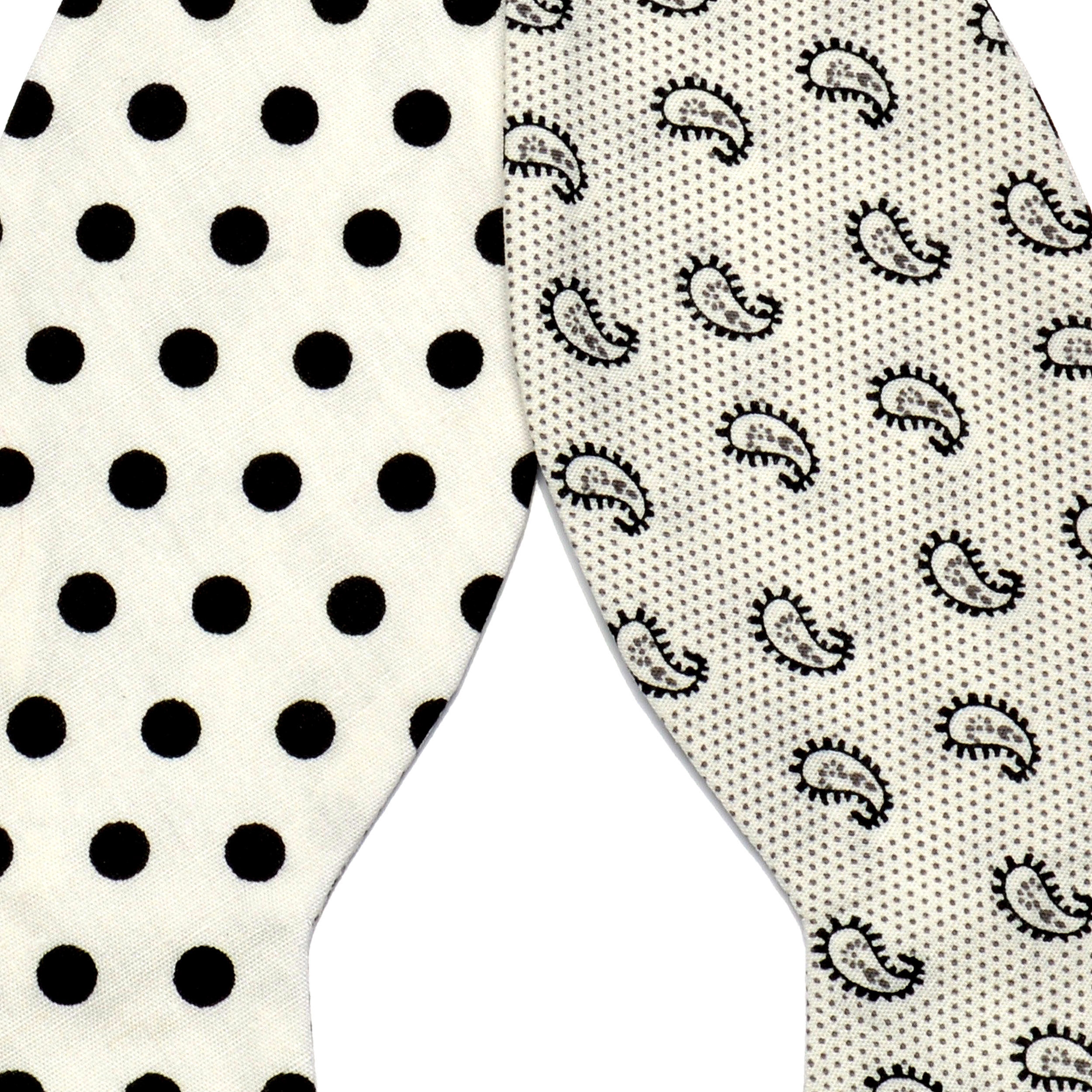 Pajarita para atar reversible de algodón en blanco y negro - 1