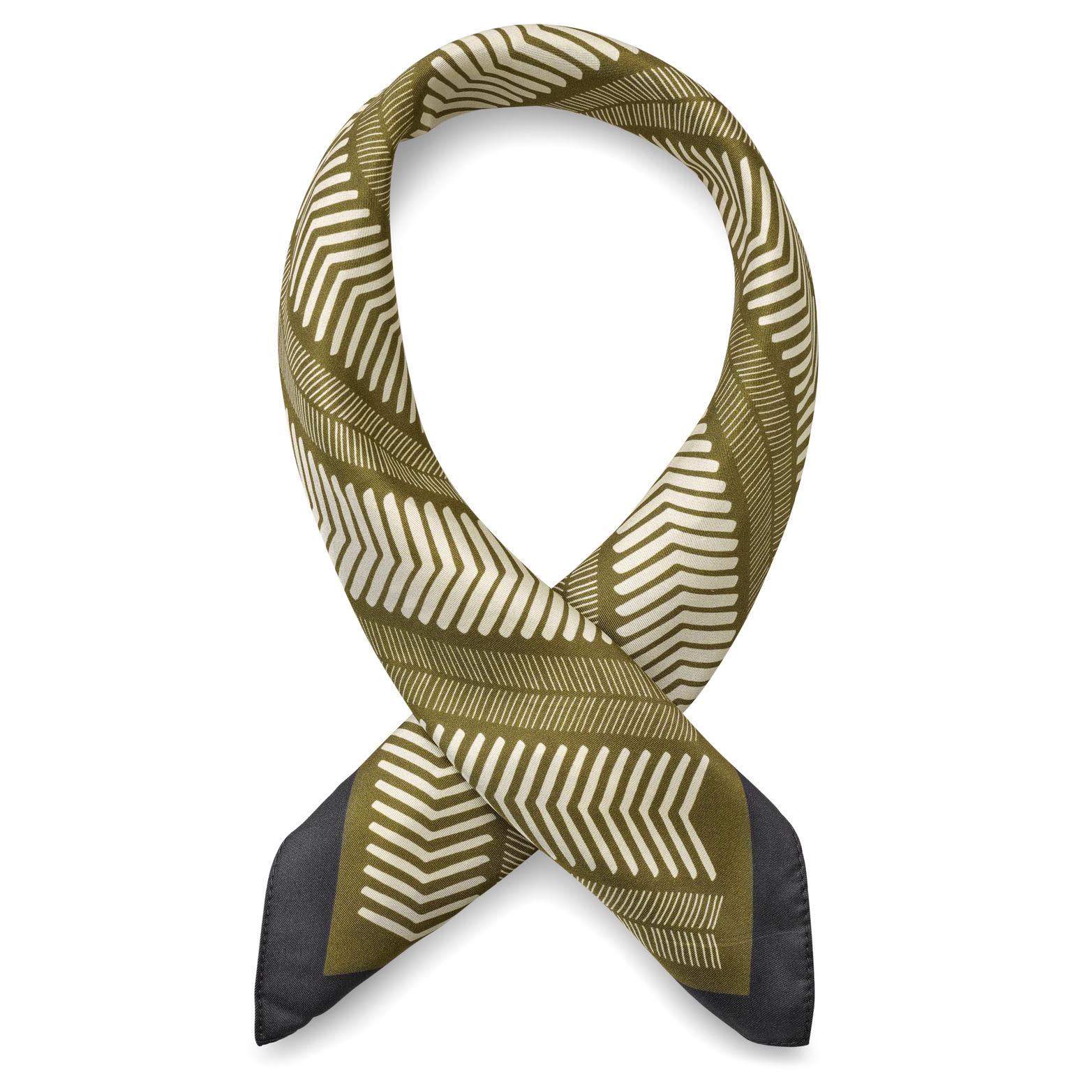 Virtuo | Foulard en soie marron foncé et beige Virtuo | Foulard en soie marron foncé et beige