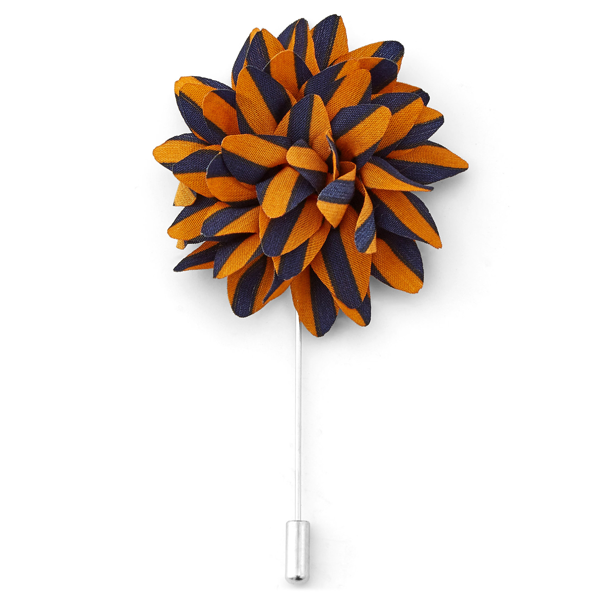Orange & Navy Striped Lapel Flower - 1