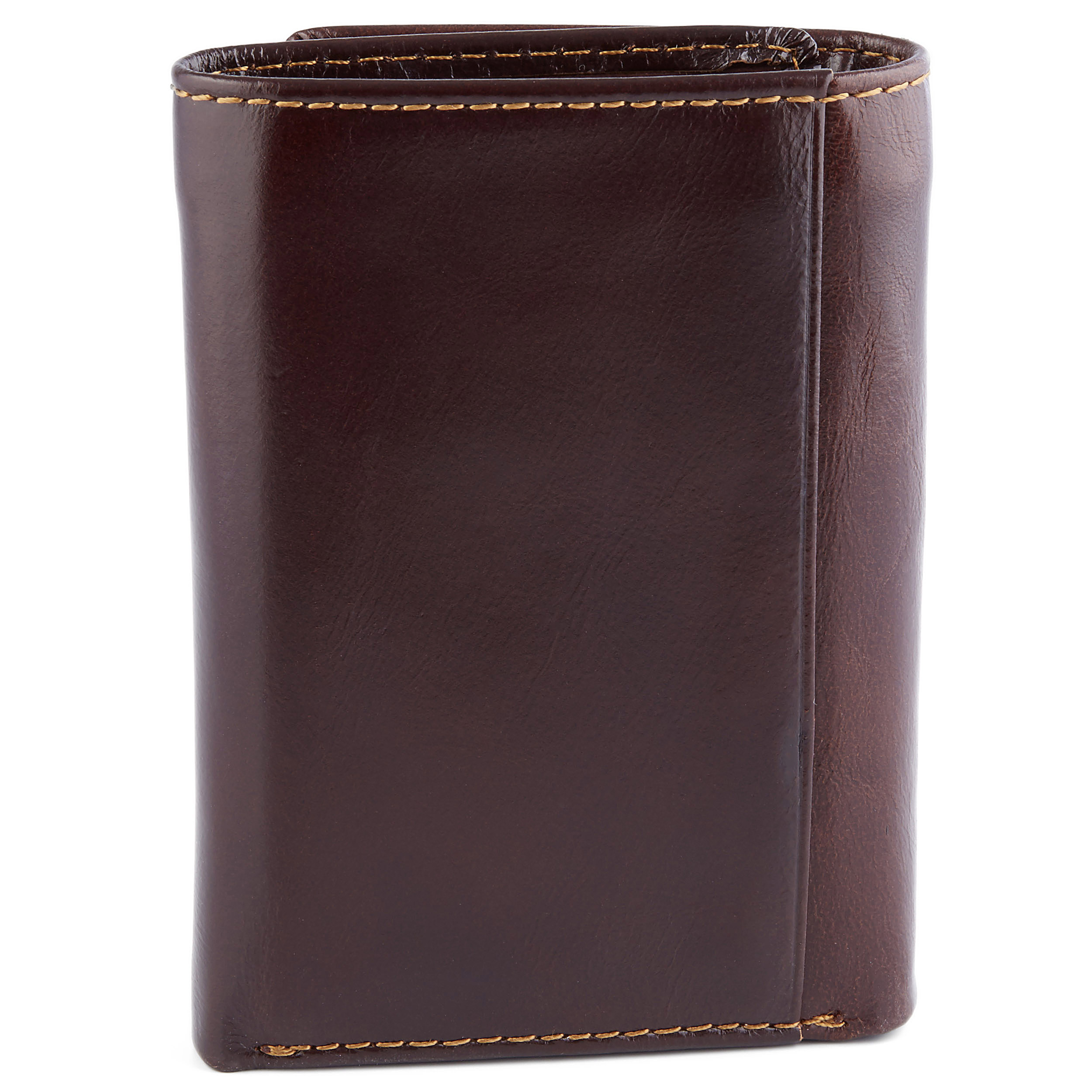 Cartera de piel tríptica intemporal marrón - 5