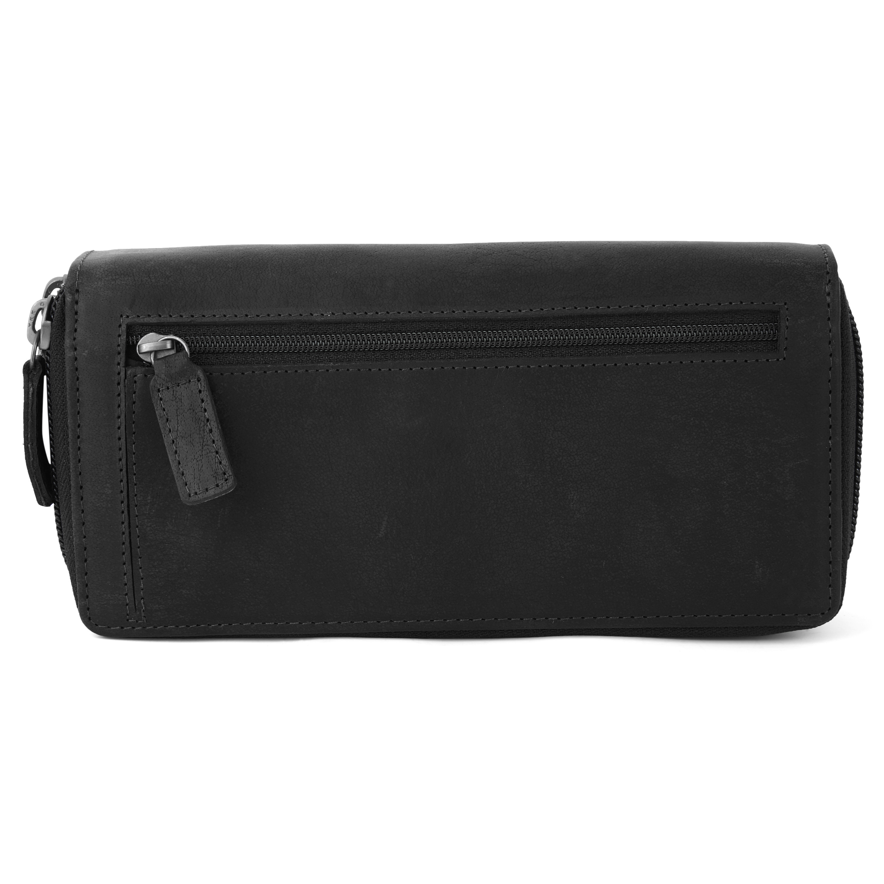 Cartera estilo acordeón de cuero negro Oxford - 4