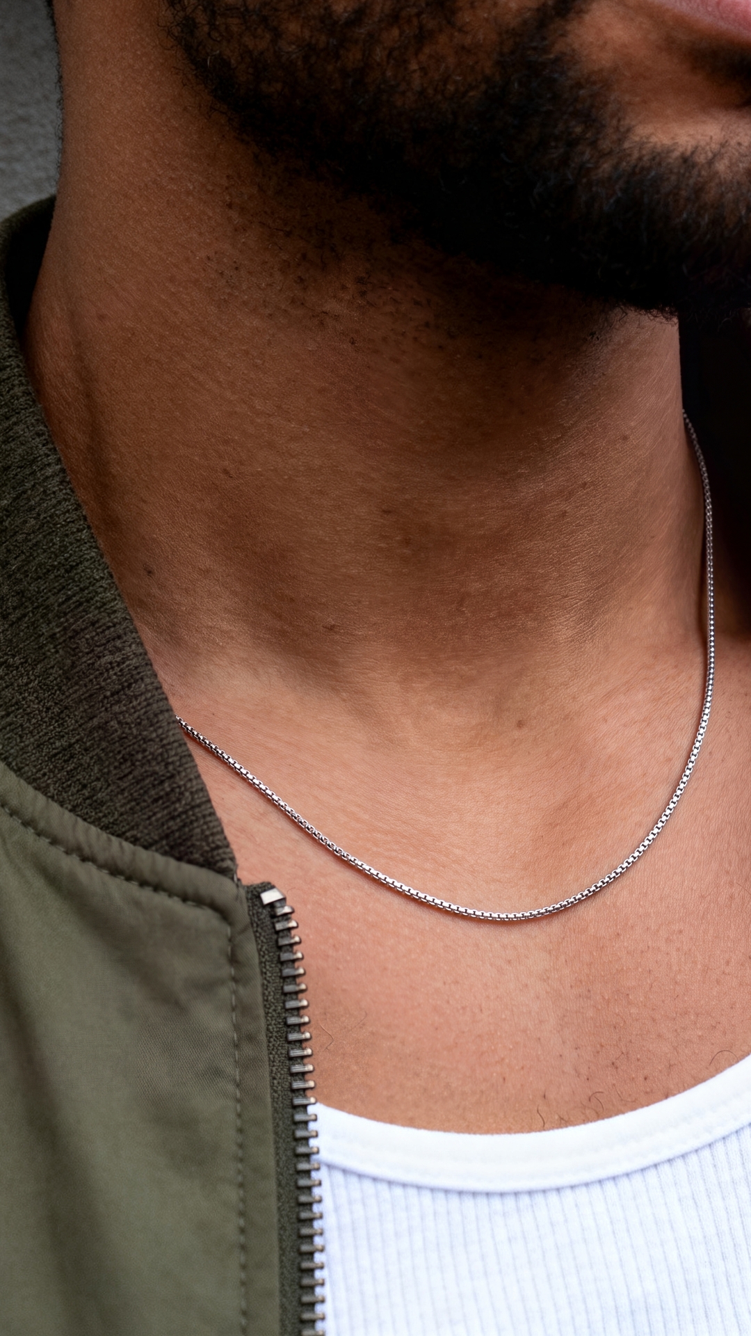 Essentials | Collar de cadena de caja curvada plateado de 1 mm - 5