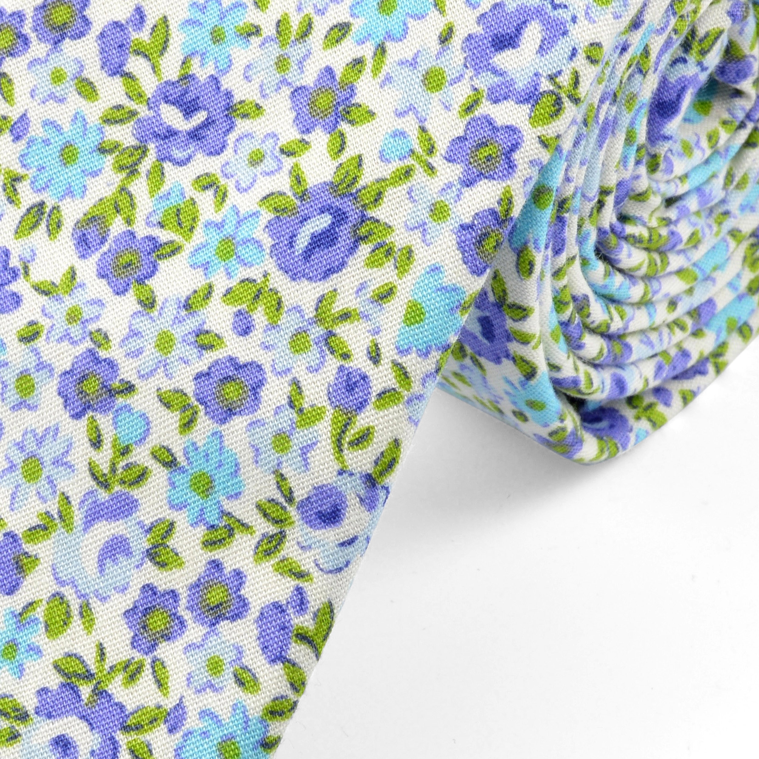 Blått Blomster Bomullsslips - 2