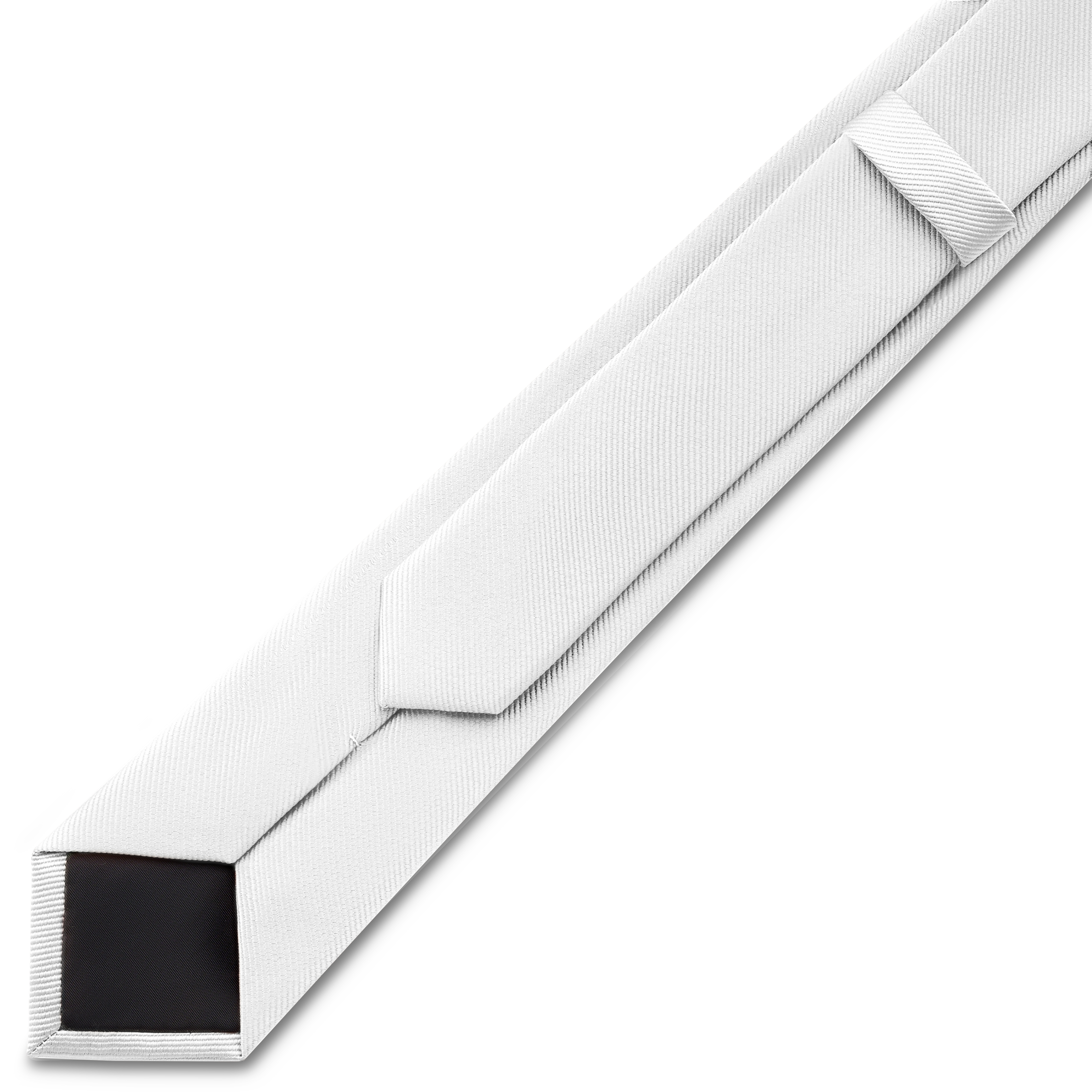 Vékony fehér grosgrain nyakkendő - 6 cm - 4