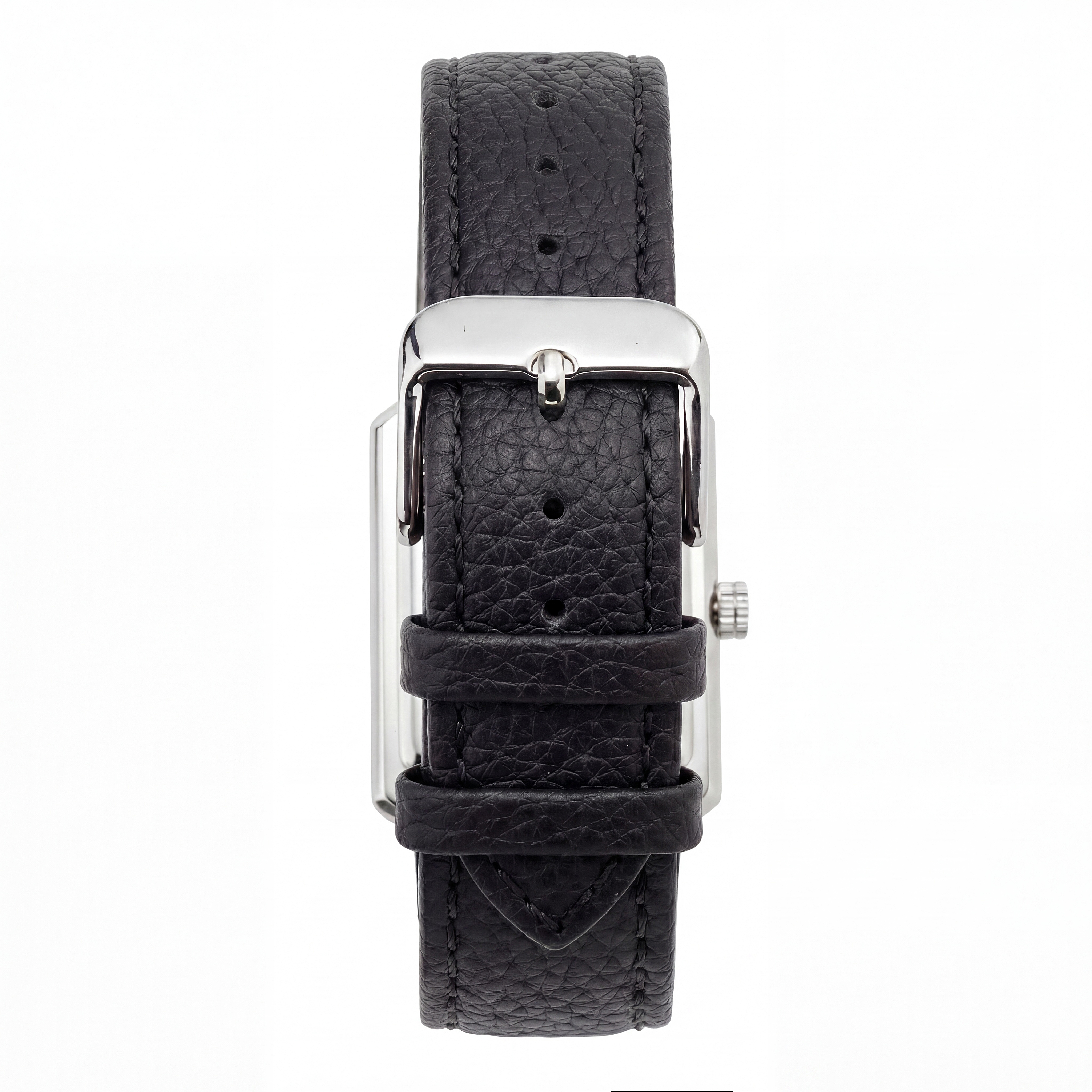 Legacy | Retro kvadratna ura srebrne barve s krem številčnico z rimskimi številkami in črnim usnjenim paščkom - 3