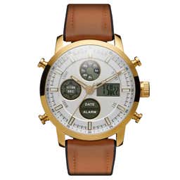 Militum | Gold-Tone Military Chronograph Watch With White Dial