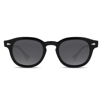 Черни поляризирани слънчеви очила с кръгли дебели рамки