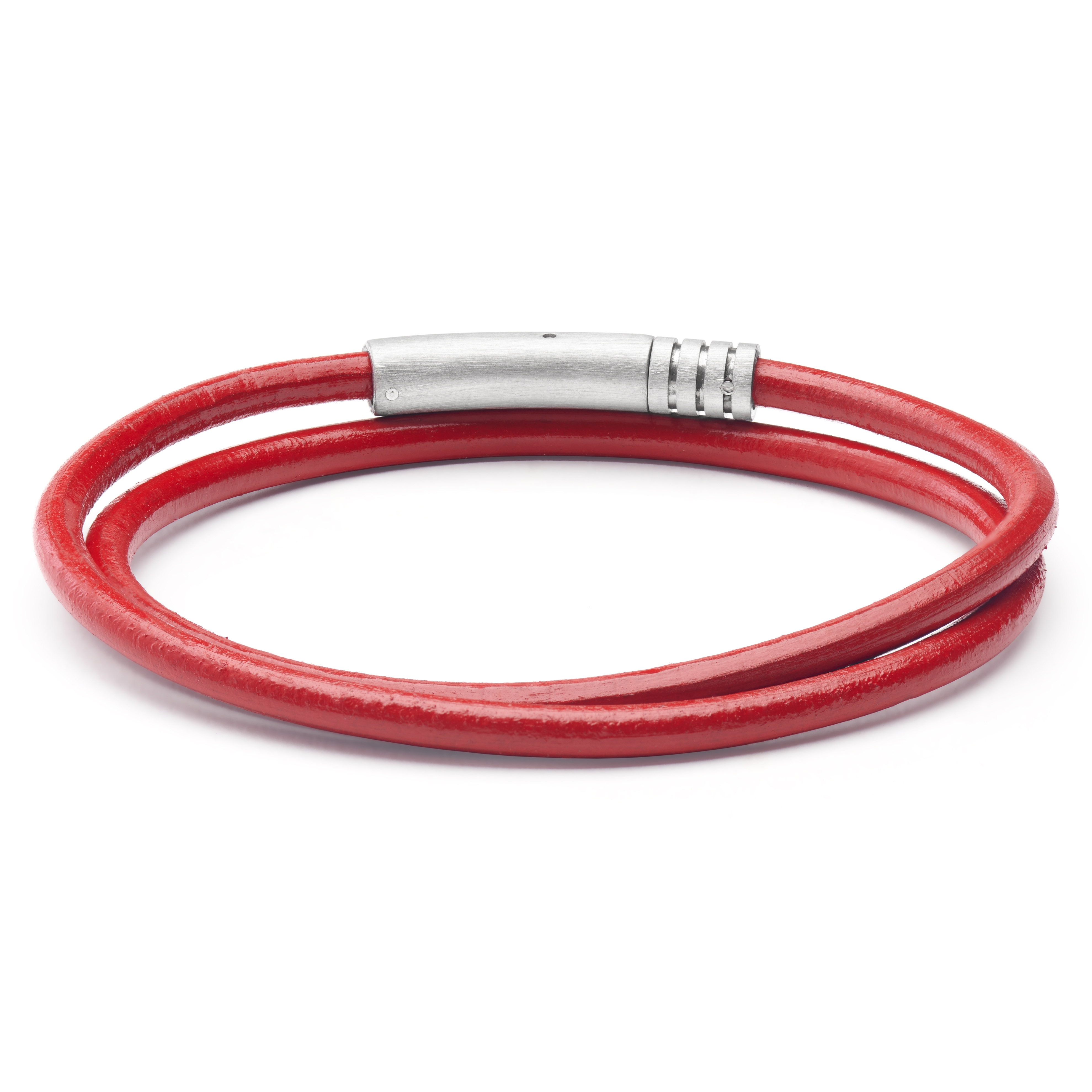 Collins | Lihtne punasest nahast ümber randme nöörkäevõru - 3