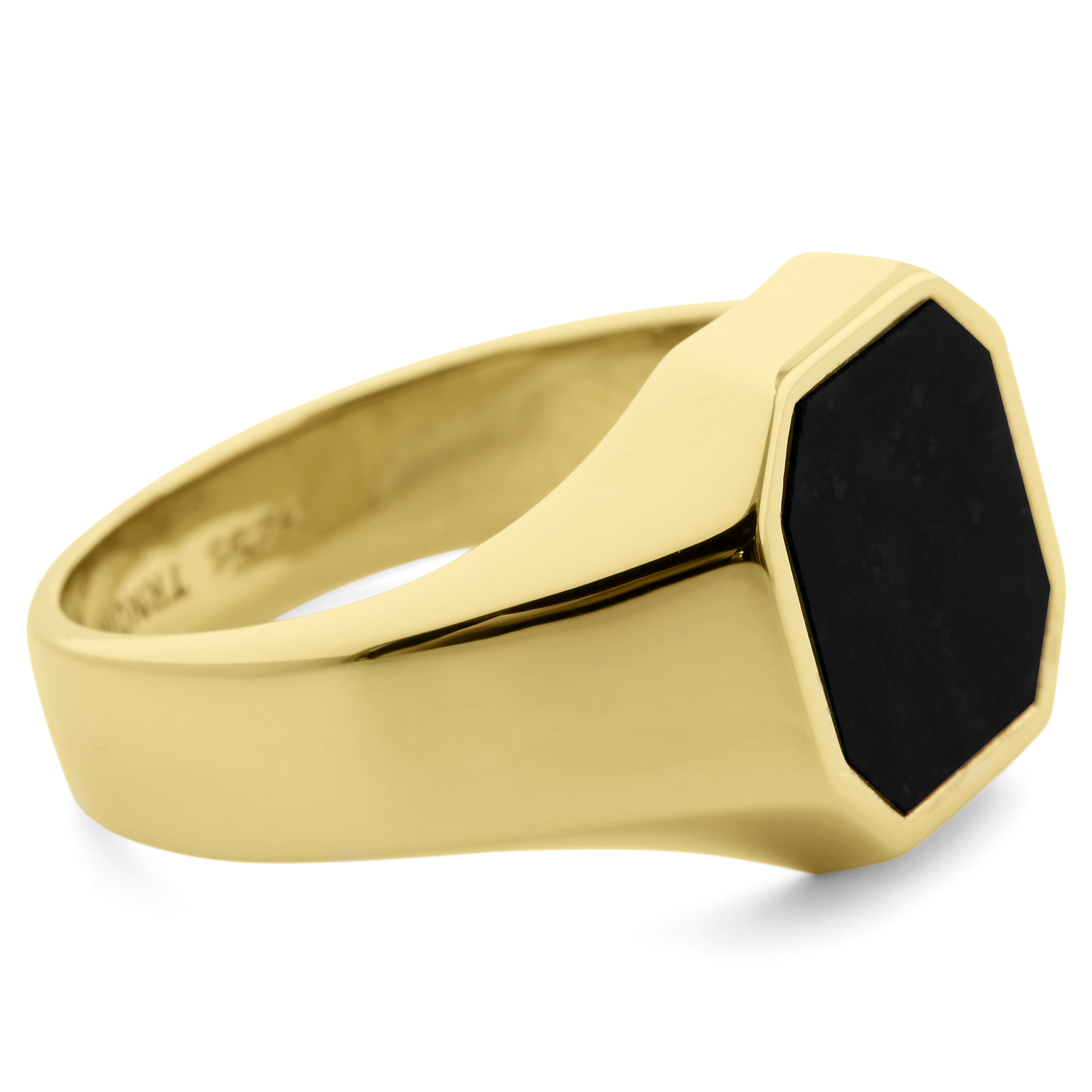 Schwarzer Siegel 925er Goldring - 2