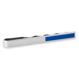 Geo Remix | Silver-Tone & Blue Square Stainless Steel Tie Bar