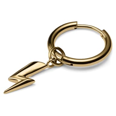 Gold-Tone Steel Drop Hoop Earring with Lightning Bolt Charm Gold-Tone Steel Drop Hoop Earring with Lightning Bolt Charm