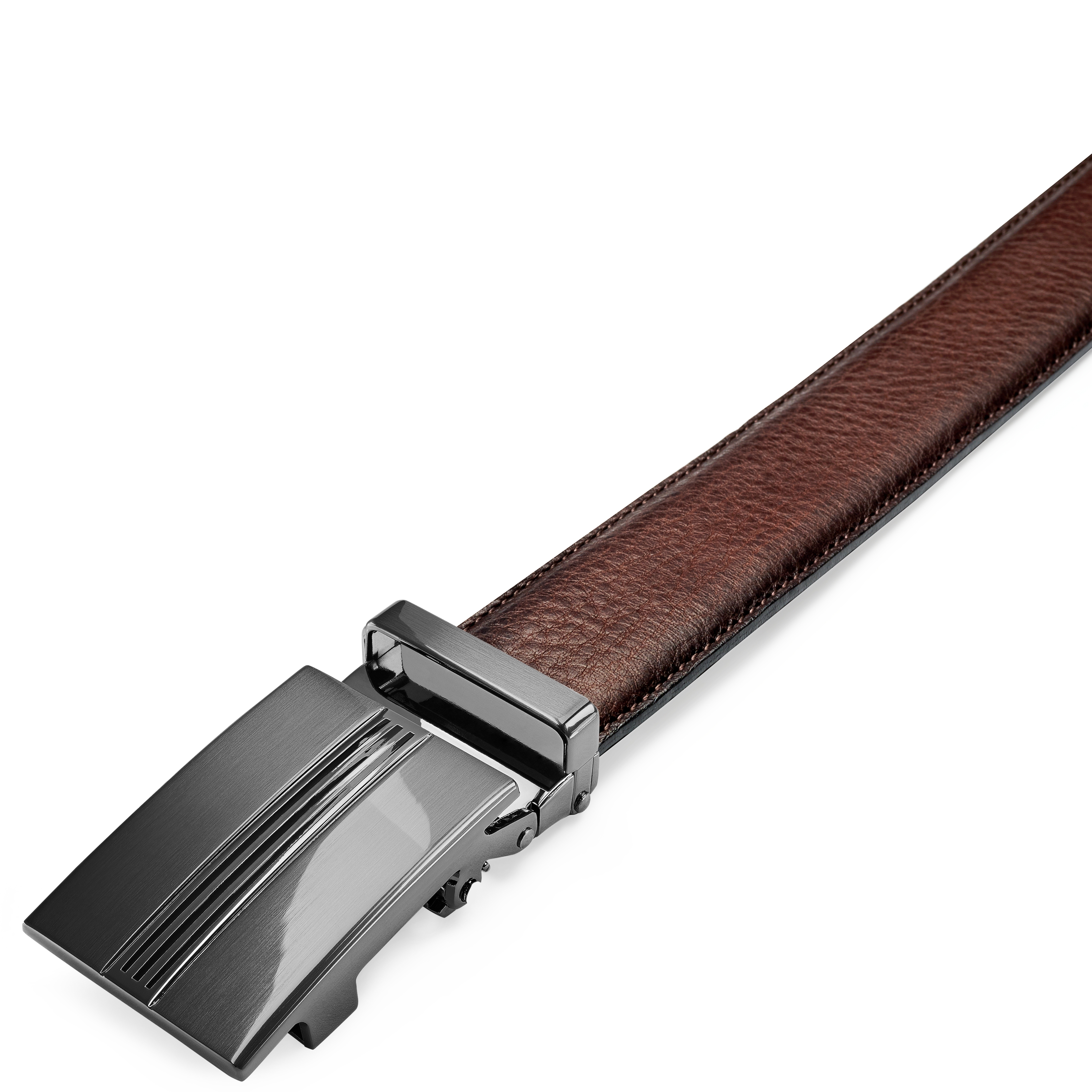  Ceinture automatique marron en croûte de cuir à finition vintage - 3